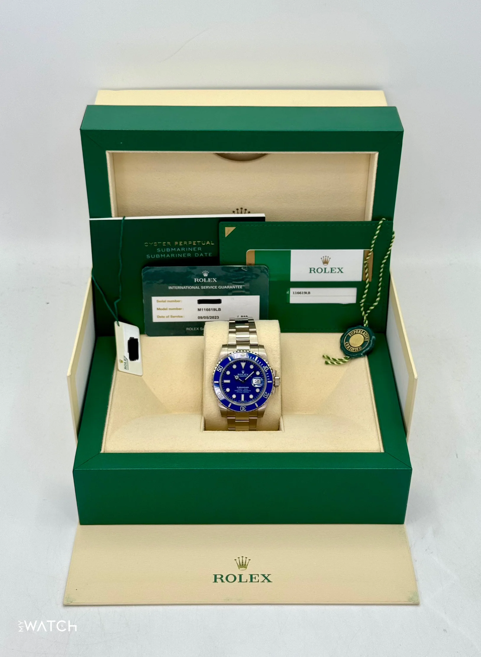 2018 Rolex Submariner "Smurf" 40mm 116619LB White Gold Blue Dial - Image 9