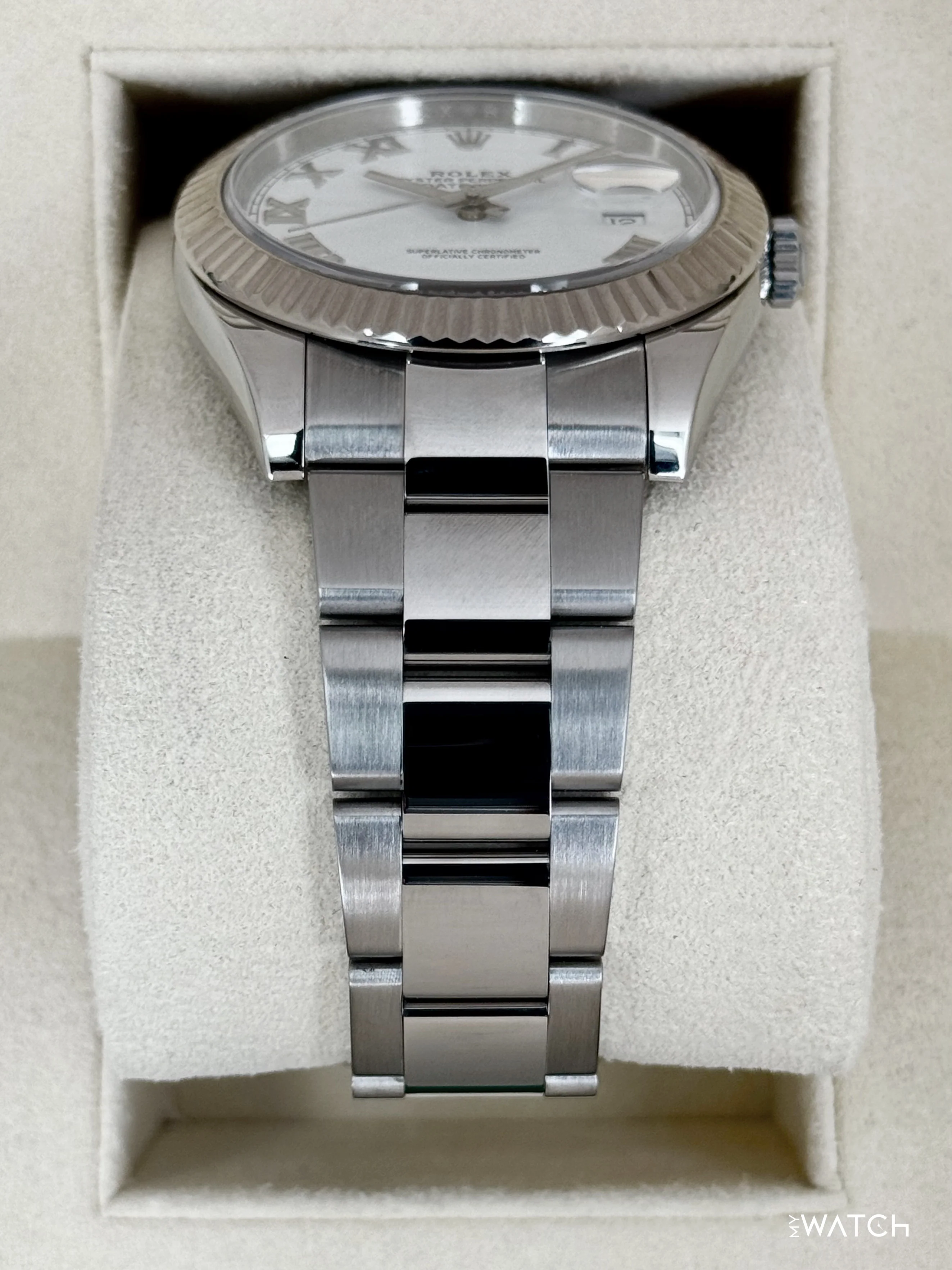 2019 Rolex Datejust 41mm 126334 Stainless Steel Oyster White Roman Numeral Dial - Image 3