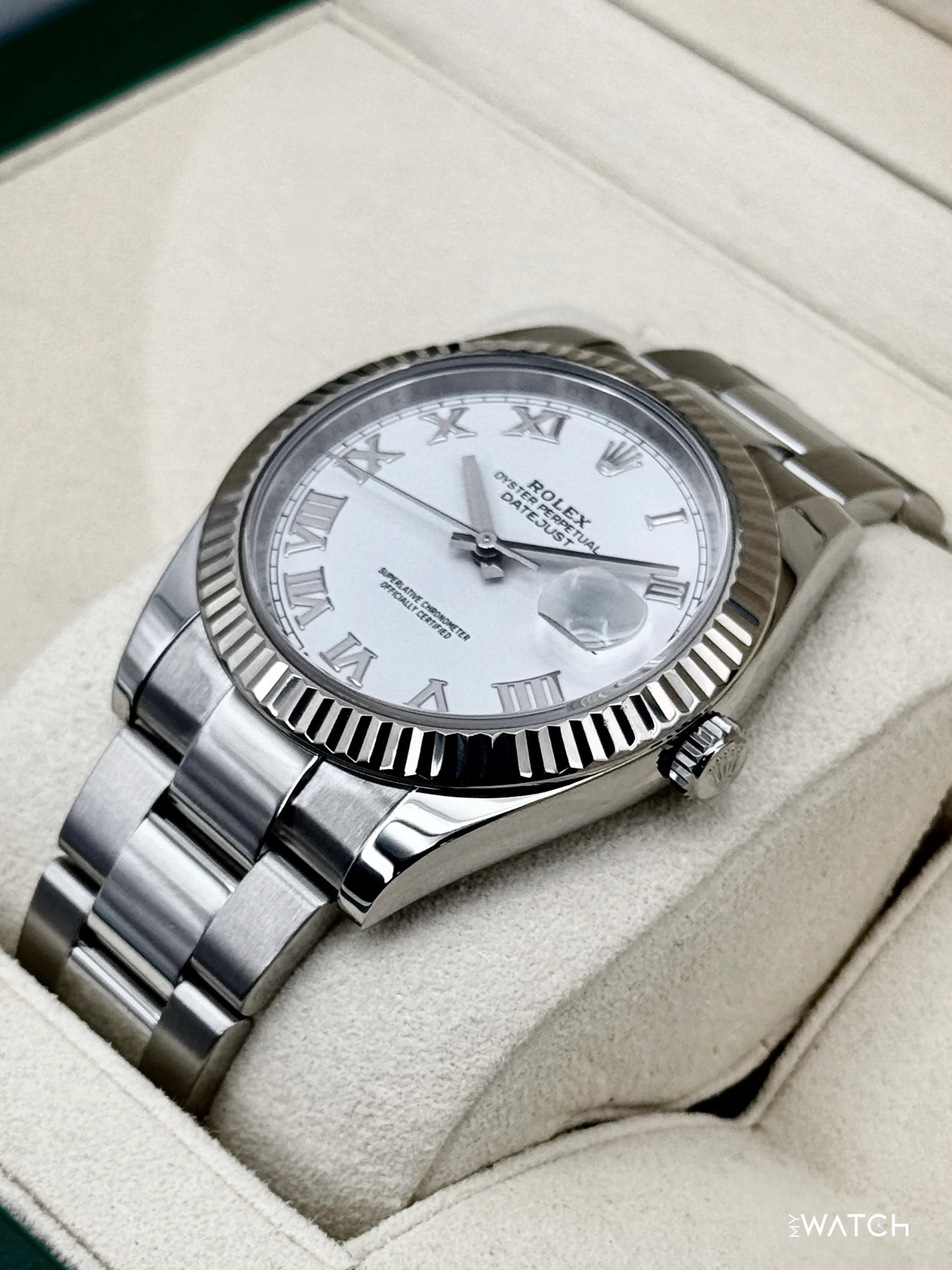 2019 Rolex Datejust 41mm 126334 Stainless Steel Oyster White Roman Numeral Dial - Image 5