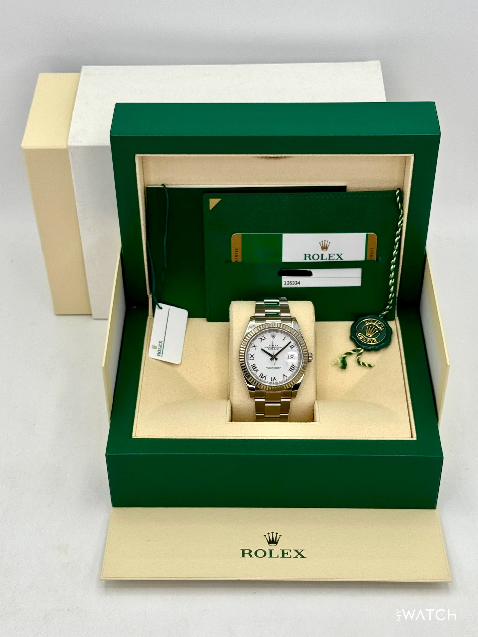 2019 Rolex Datejust 41mm 126334 Stainless Steel Oyster White Roman Numeral Dial - Image 9