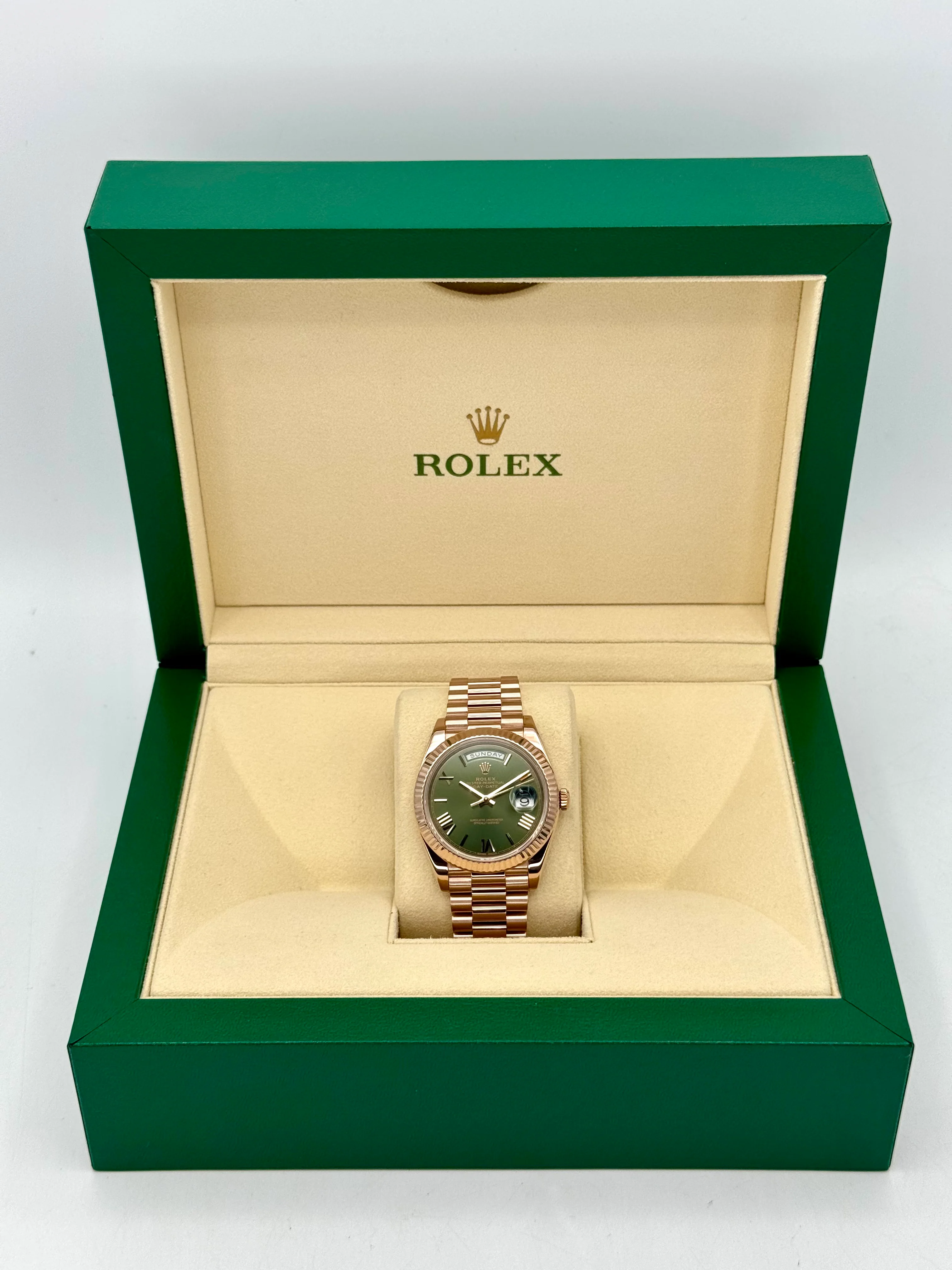 2019 Rolex Day-Date 40mm 228235 Presidential Rose Gold Olive Dial - Image 11