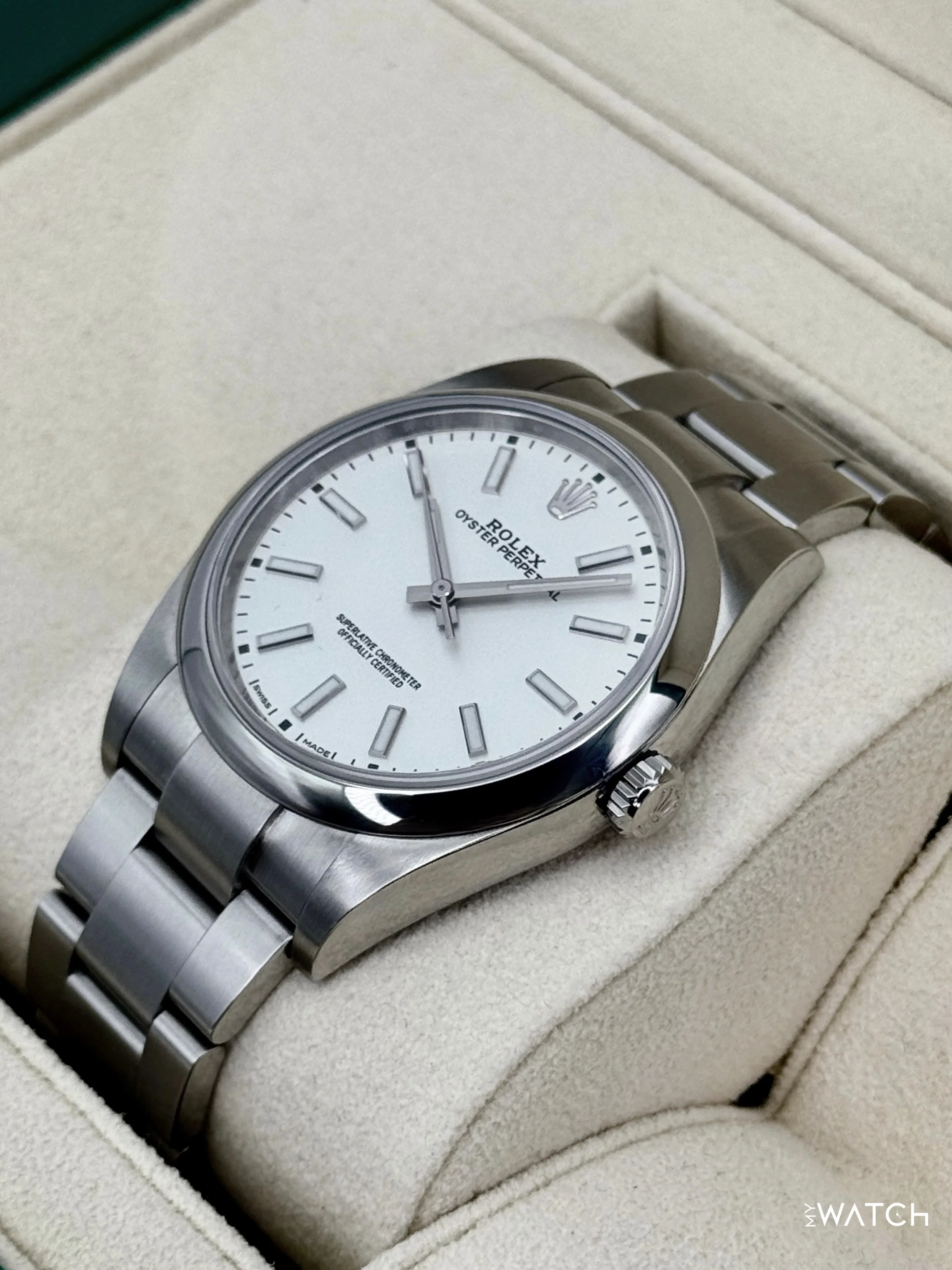 2019 Rolex Oyster Perpetual 39mm 114300 Stainless Steel White Dial - Image 5