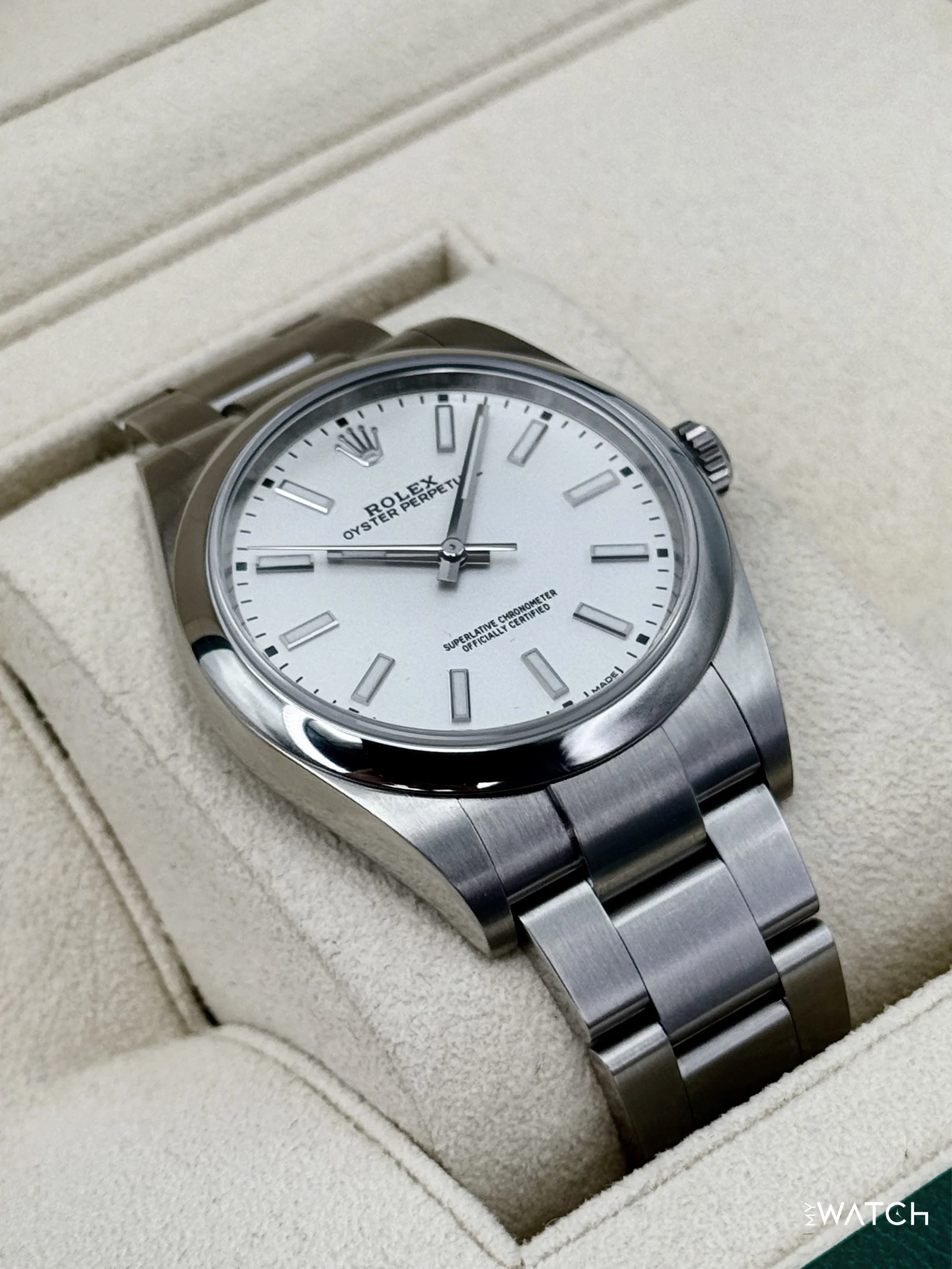 2019 Rolex Oyster Perpetual 39mm 114300 Stainless Steel White Dial - Image 6