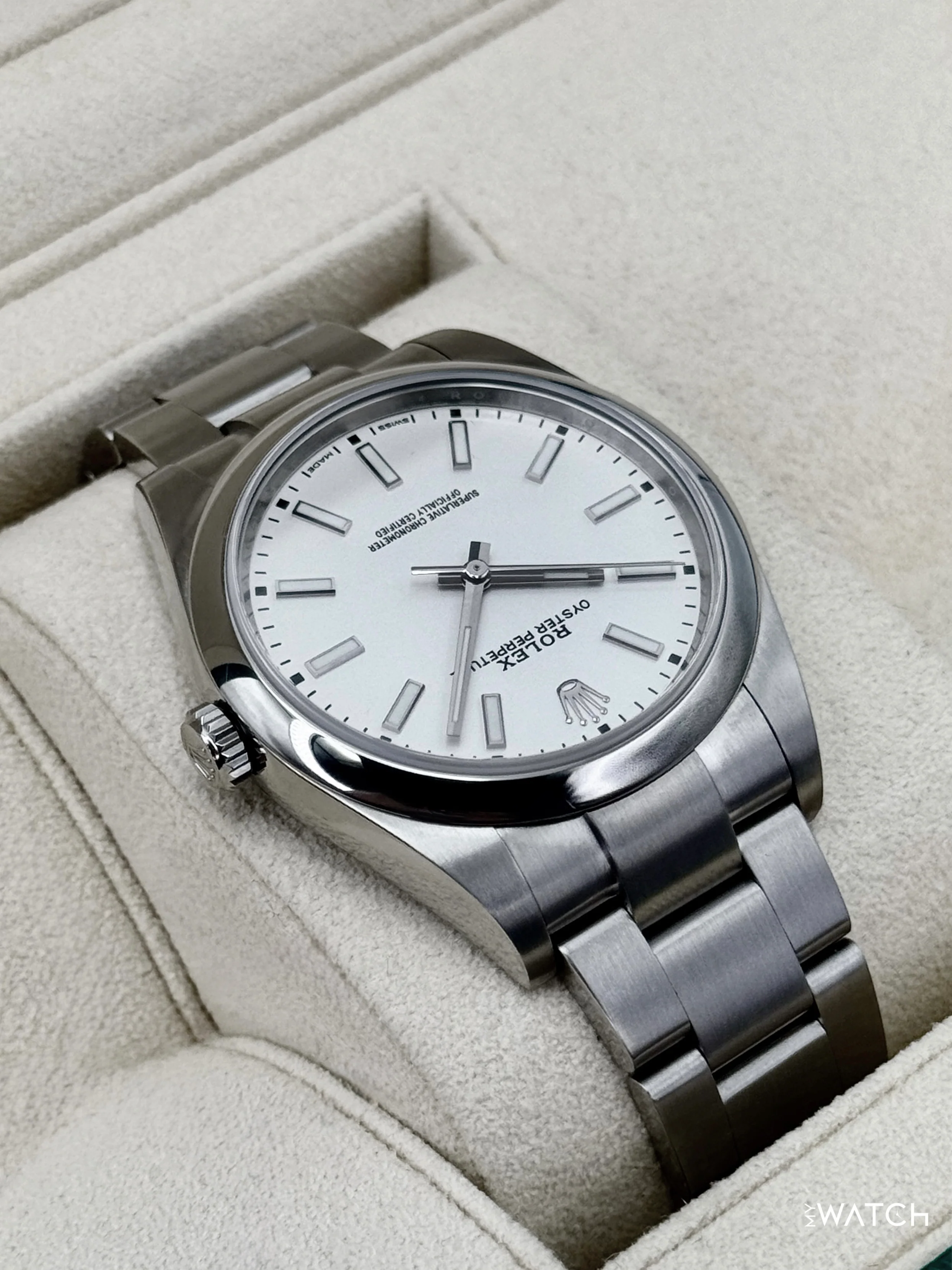 2019 Rolex Oyster Perpetual 39mm 114300 Stainless Steel White Dial - Image 8