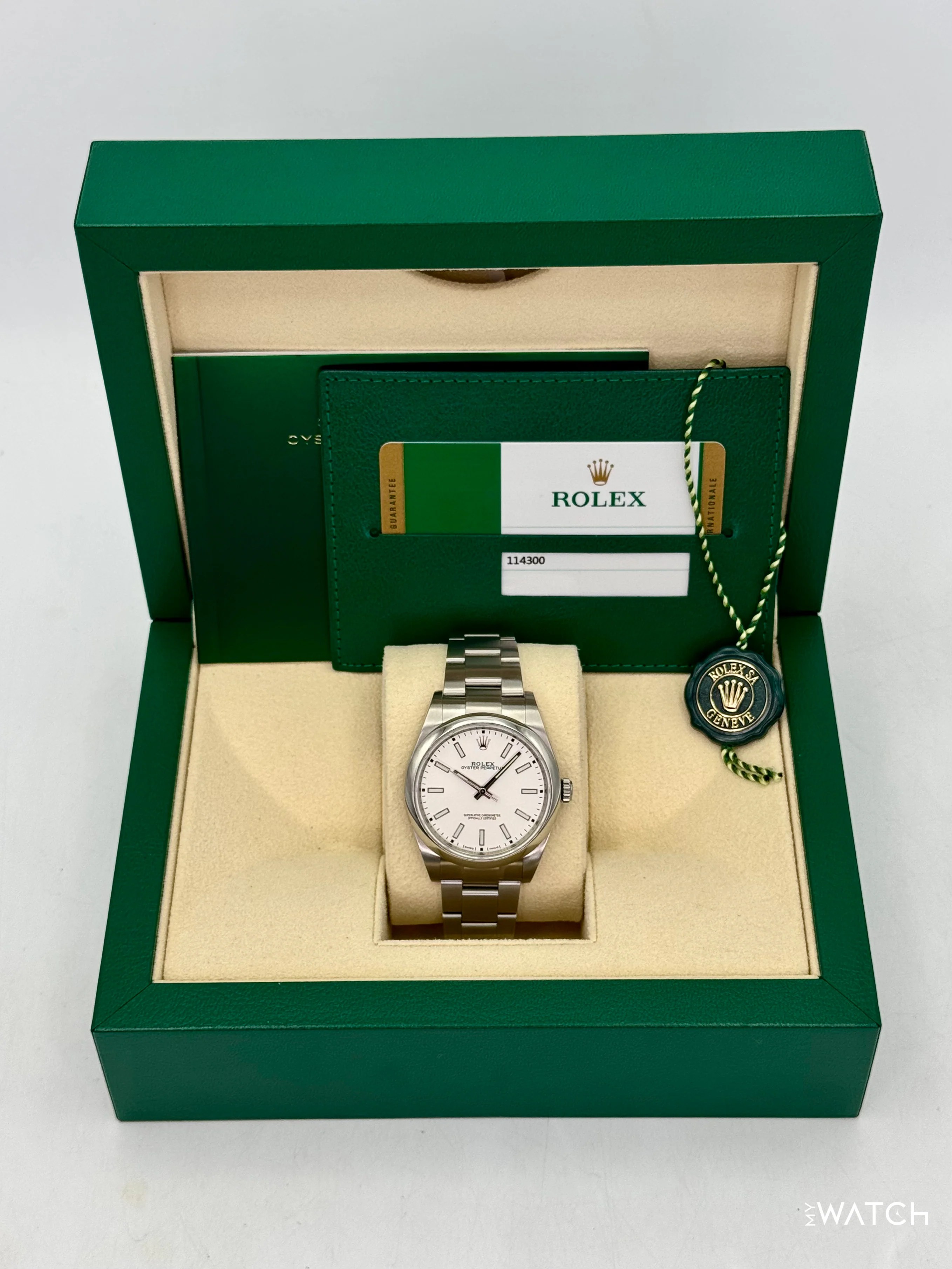 2019 Rolex Oyster Perpetual 39mm 114300 Stainless Steel White Dial - Image 9