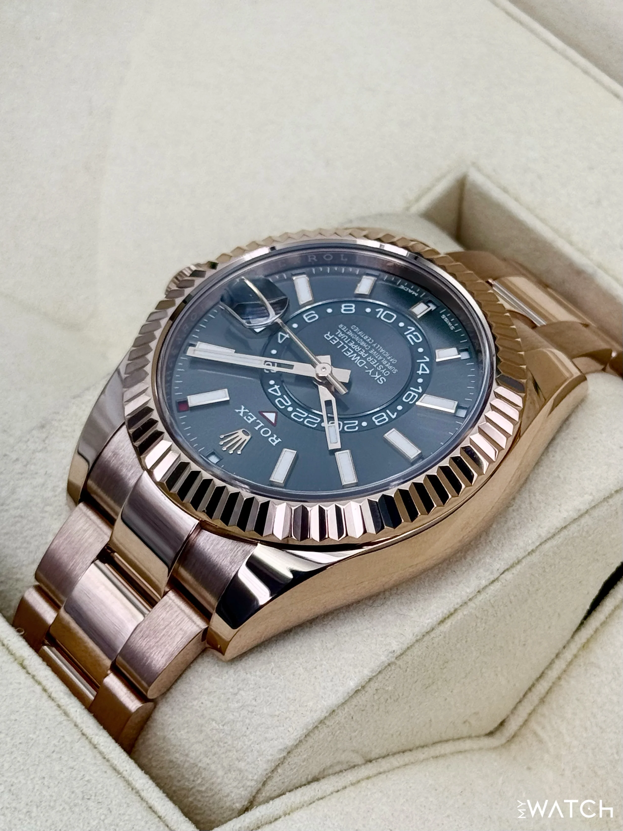 2019 Rolex Sky-Dweller 42mm 326935 Rose Gold Oyster Rhodium Dial - Image 7