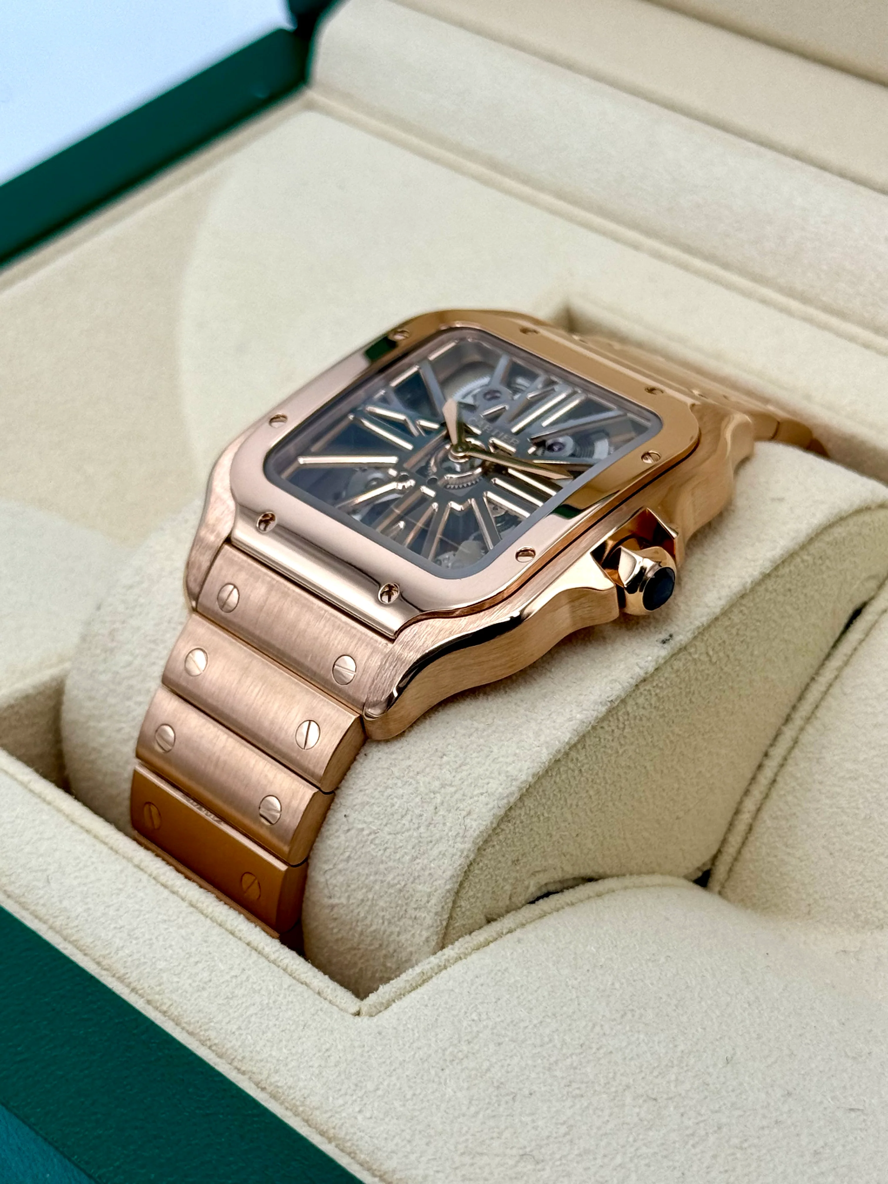 2020 Santos De Cartier 39.8mm WHSA0016 Rose Gold Skeleton Dial - Image 5