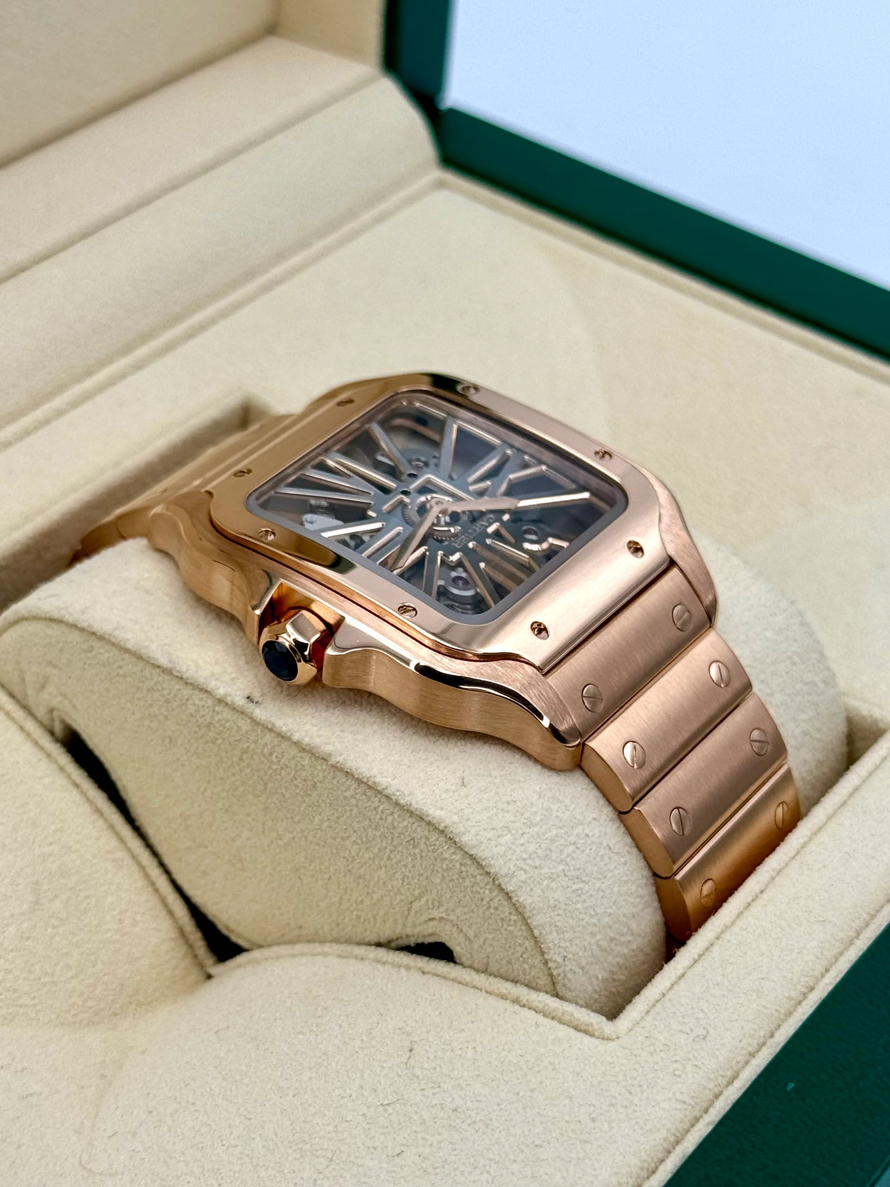 2020 Santos De Cartier 39.8mm WHSA0016 Rose Gold Skeleton Dial - Image 8