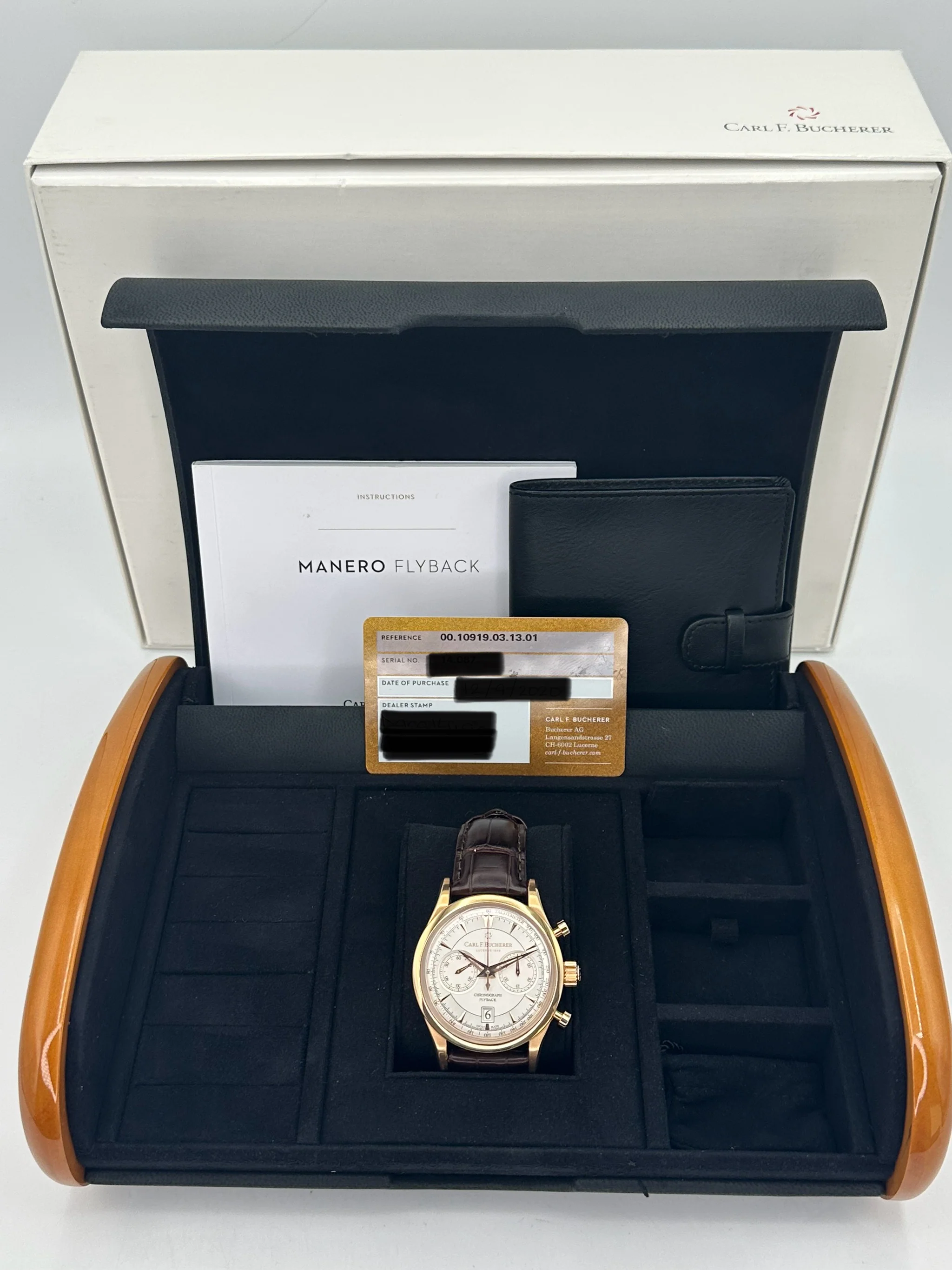 2020 Carl F. Bucherer Manero Flyback 43mm Rose Gold Silver Dial - Image 10