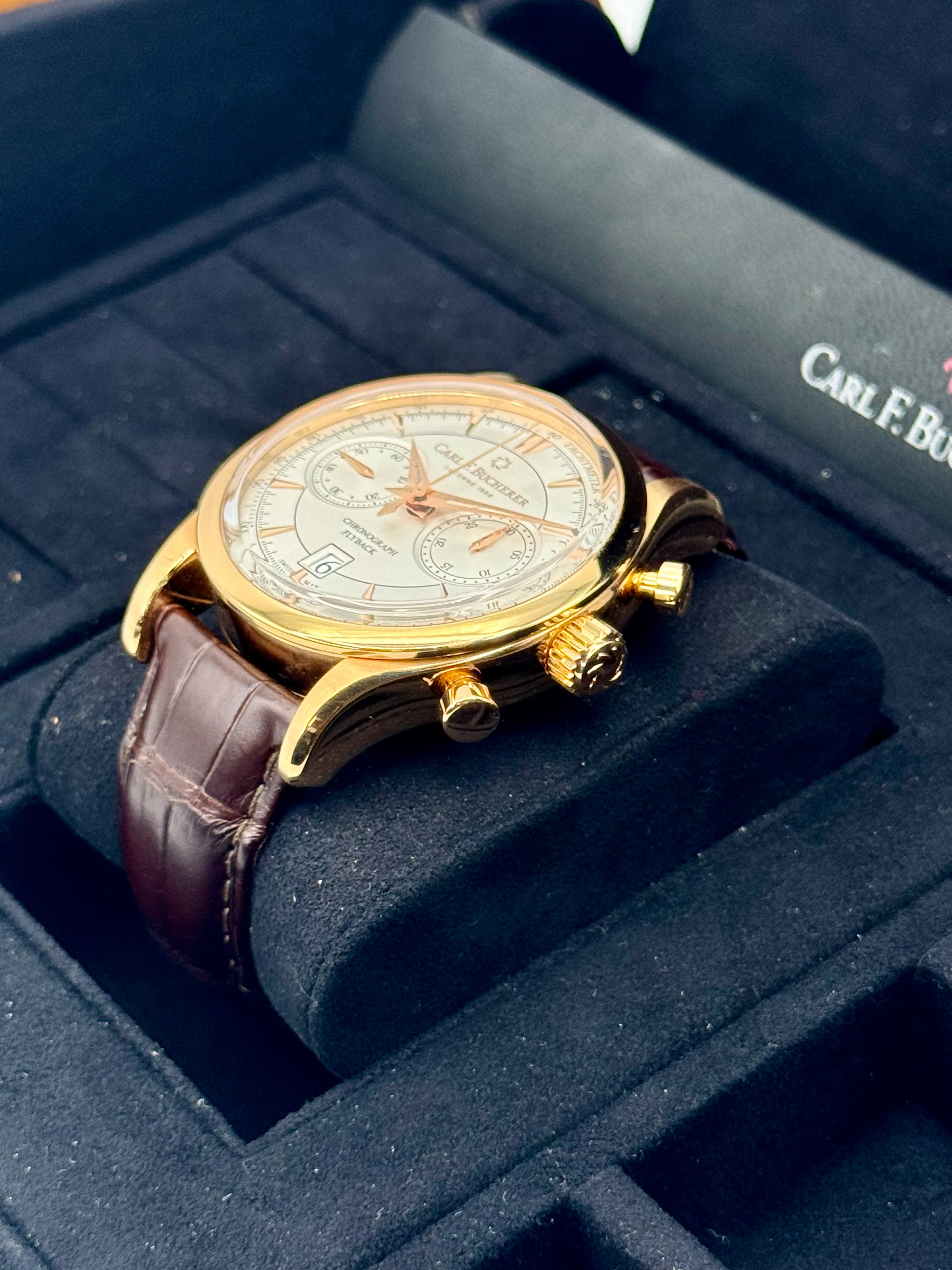 2020 Carl F. Bucherer Manero Flyback 43mm Rose Gold Silver Dial - Image 5