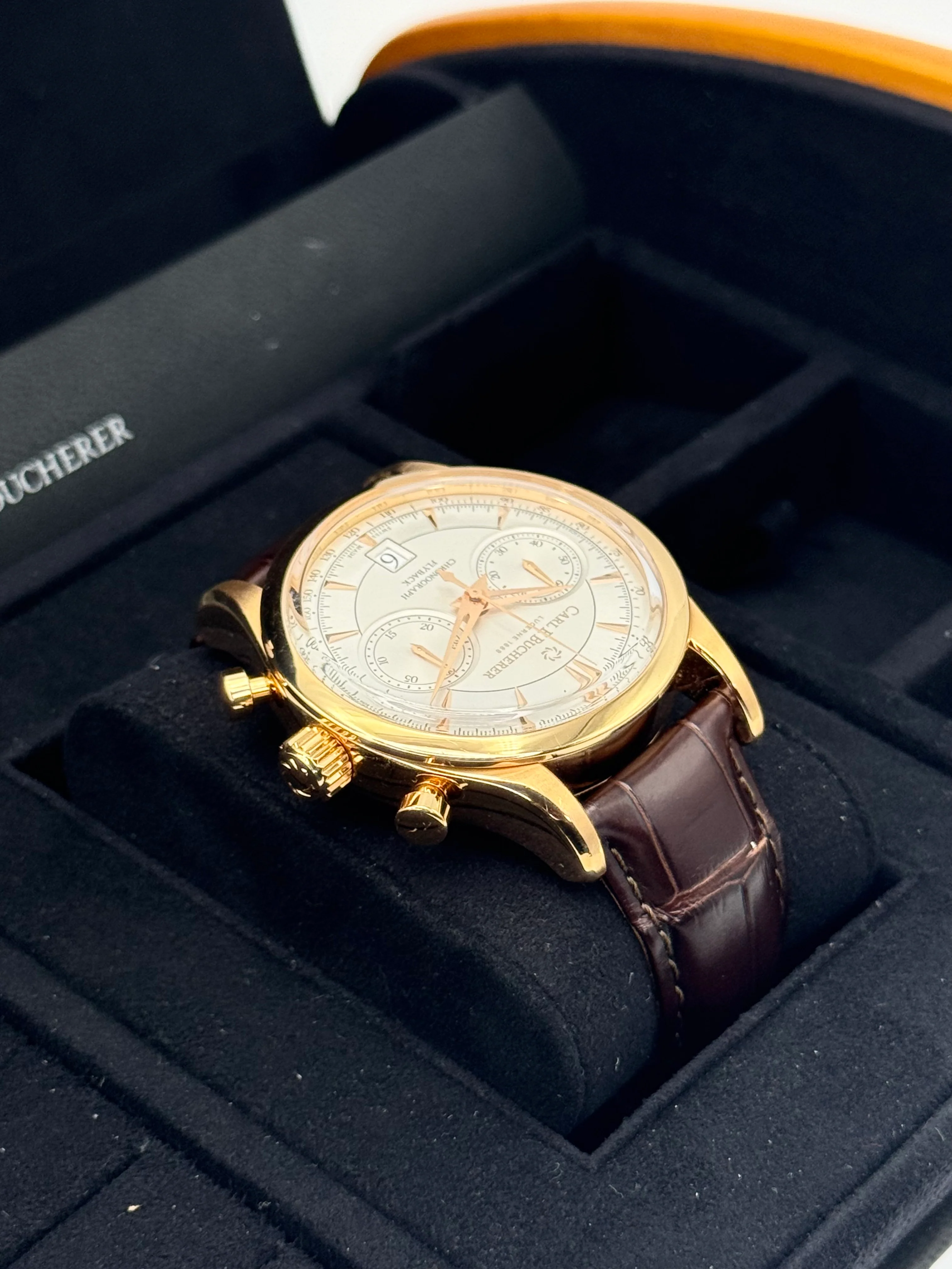 2020 Carl F. Bucherer Manero Flyback 43mm Rose Gold Silver Dial - Image 8