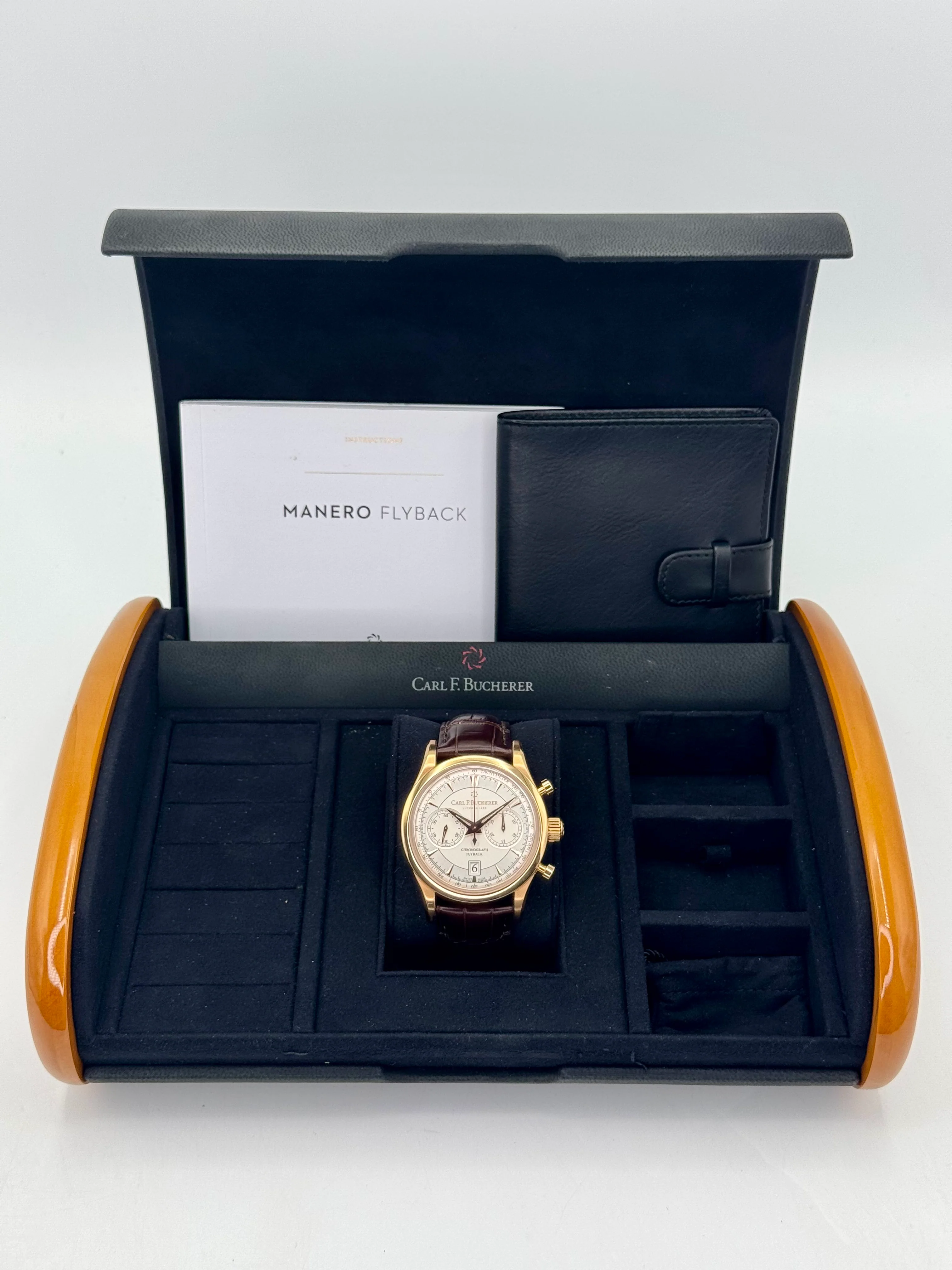 2020 Carl F. Bucherer Manero Flyback 43mm Rose Gold Silver Dial - Image 9