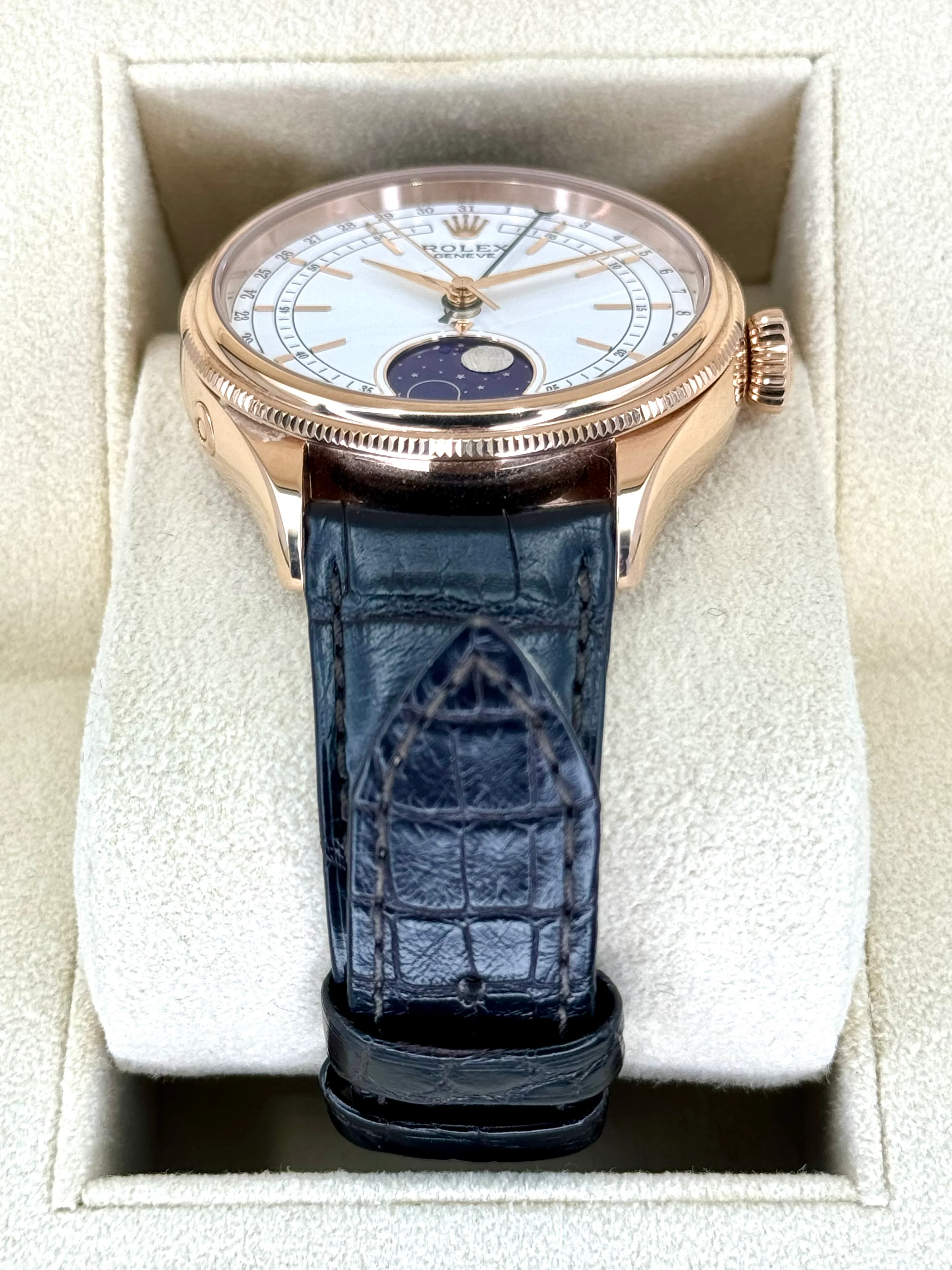 2020 Rolex Cellini Moonphase 39mm 50535 Rose Gold White Dial - Image 3