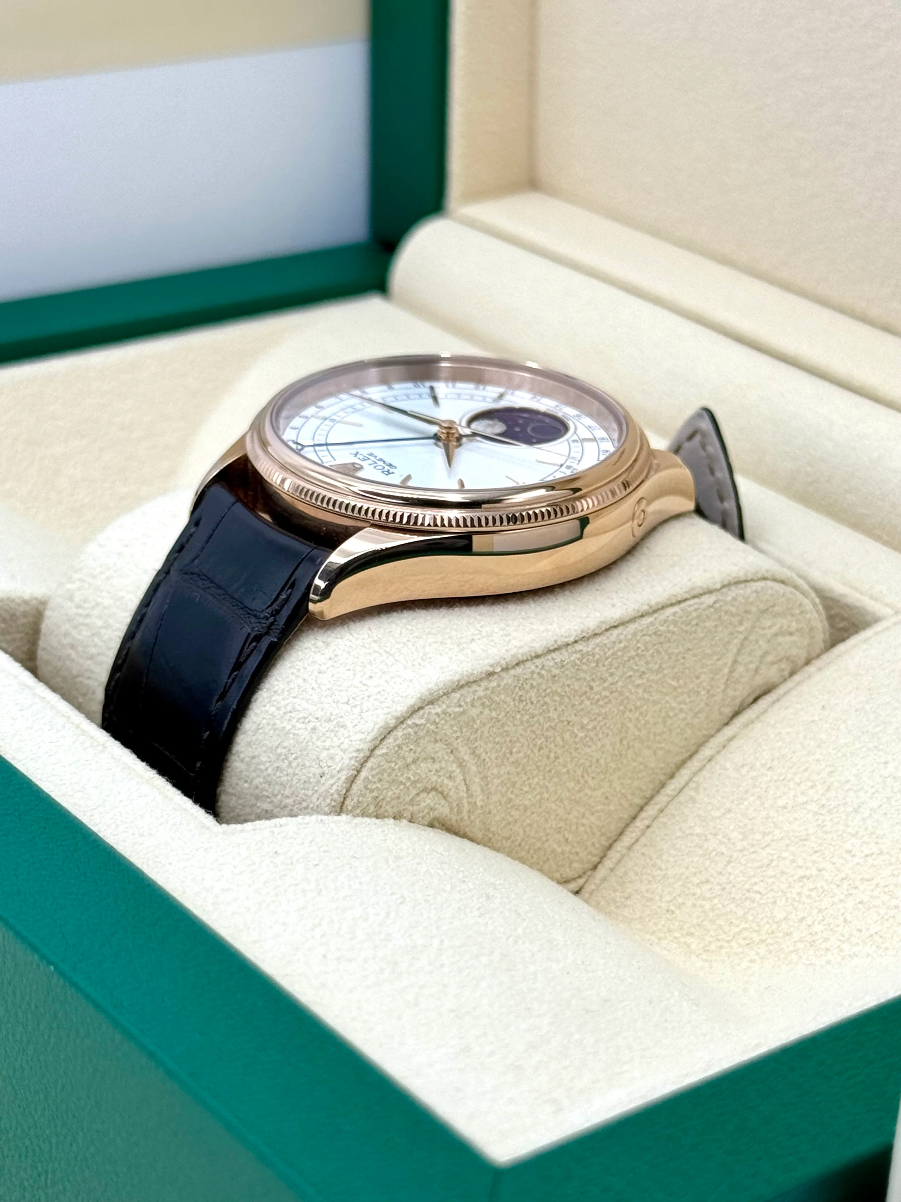 2020 Rolex Cellini Moonphase 39mm 50535 Rose Gold White Dial - Image 7