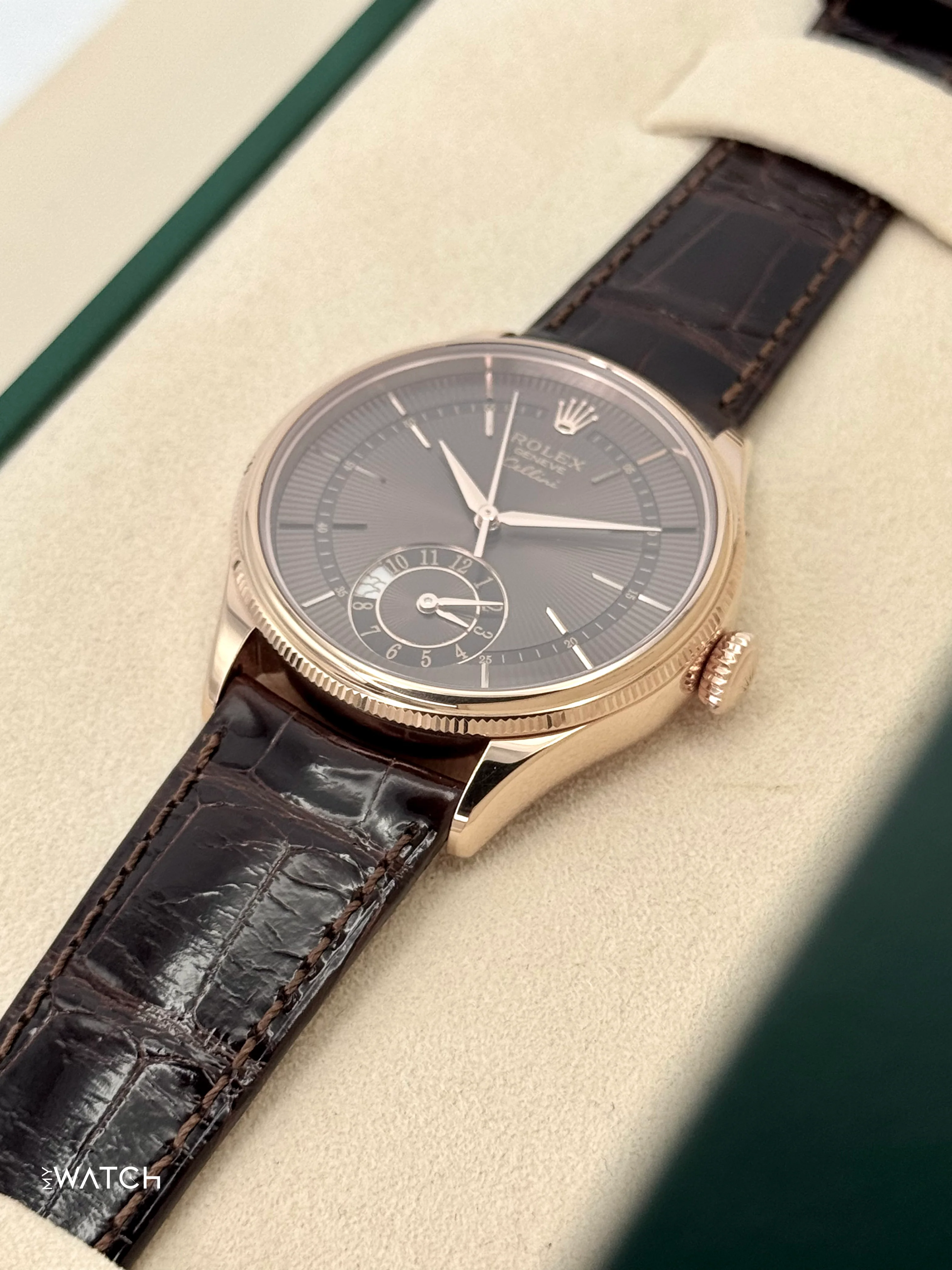 2020 Rolex Cellini Dual Time 39mm 50525 Rose Gold Brown Dial - Image 5