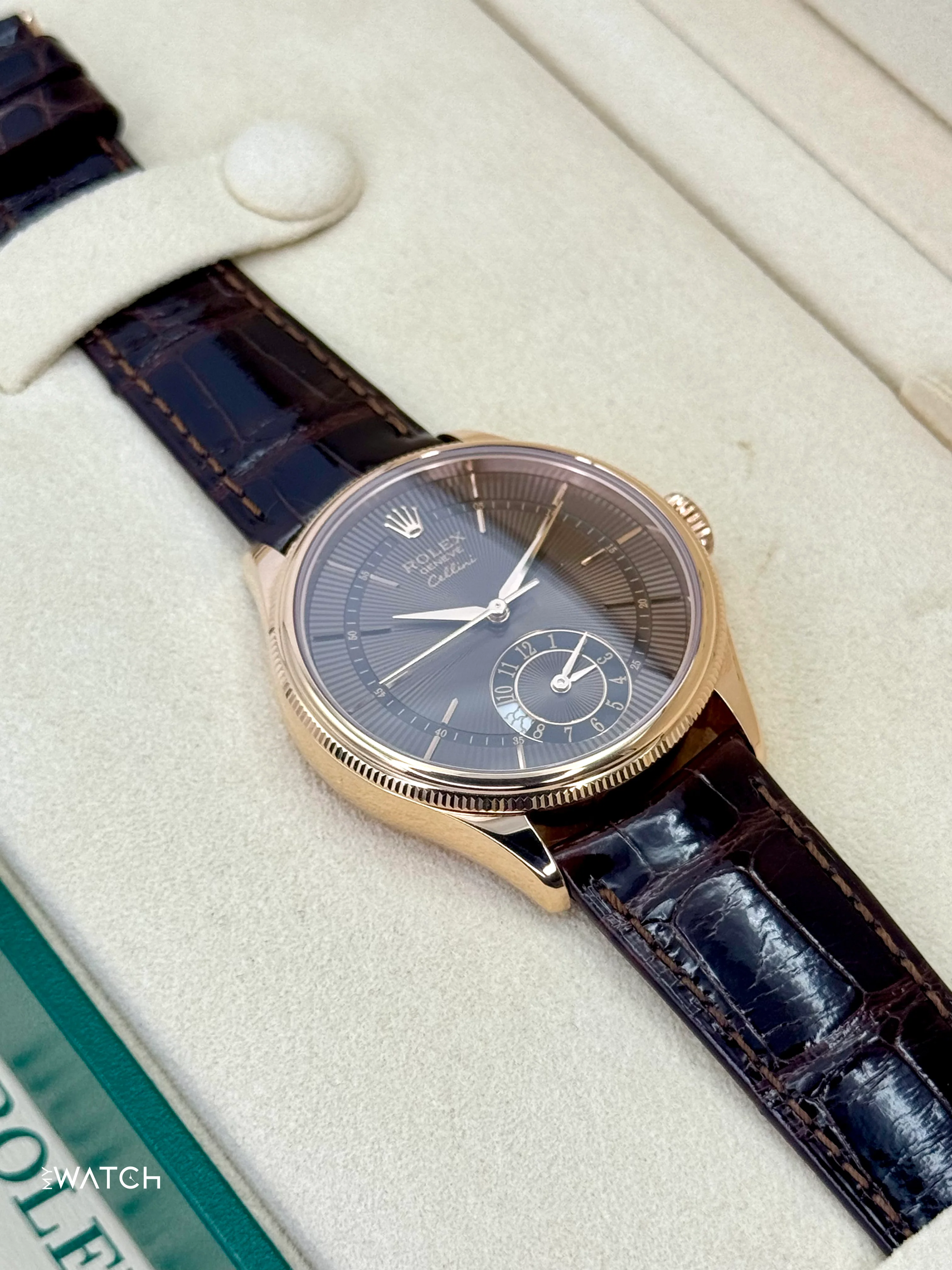 2020 Rolex Cellini Dual Time 39mm 50525 Rose Gold Brown Dial - Image 6