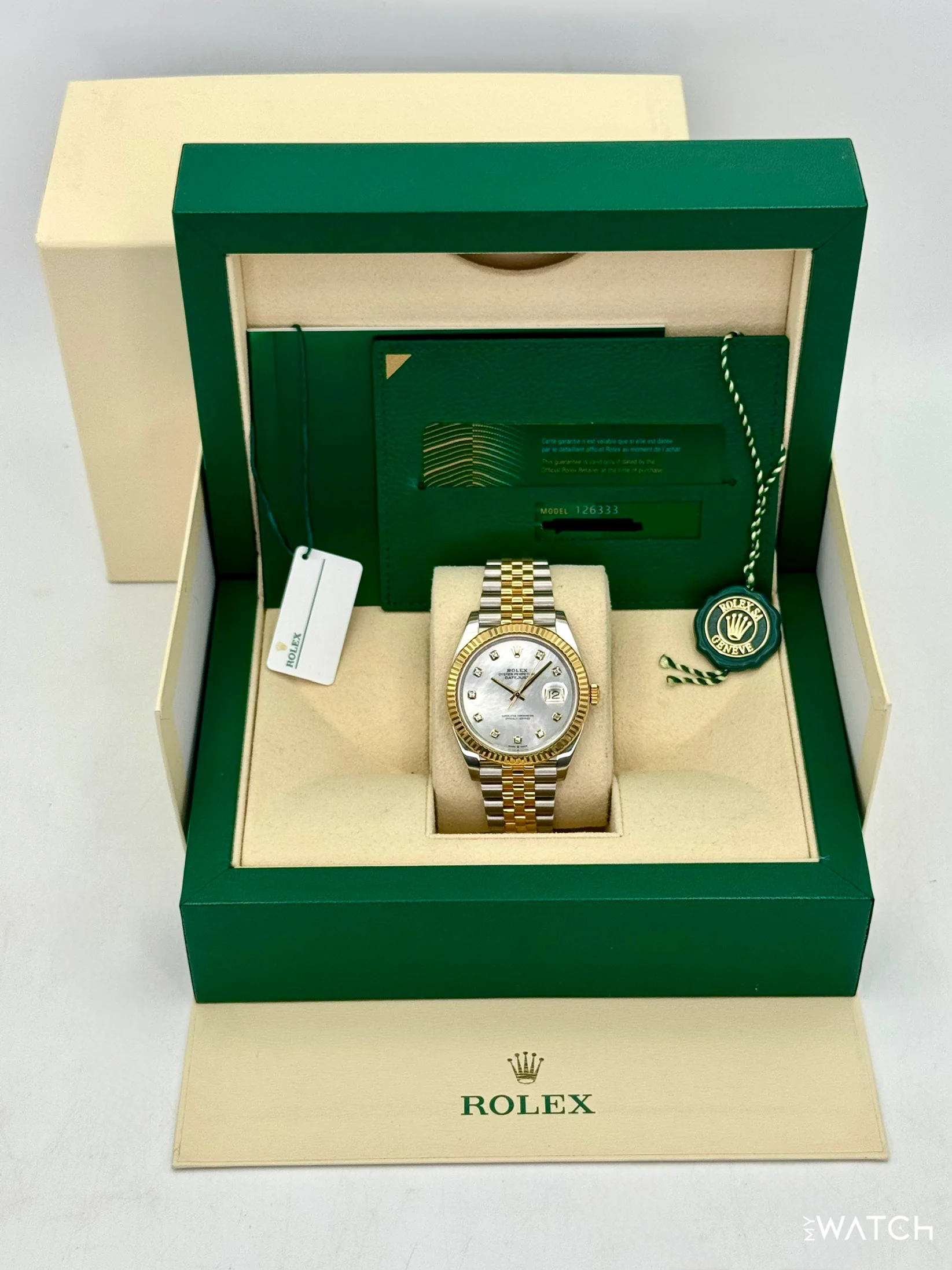2020 Rolex Datejust 41mm 126333 Two-Tone Jubilee MOP Diamond Dial - Image 9