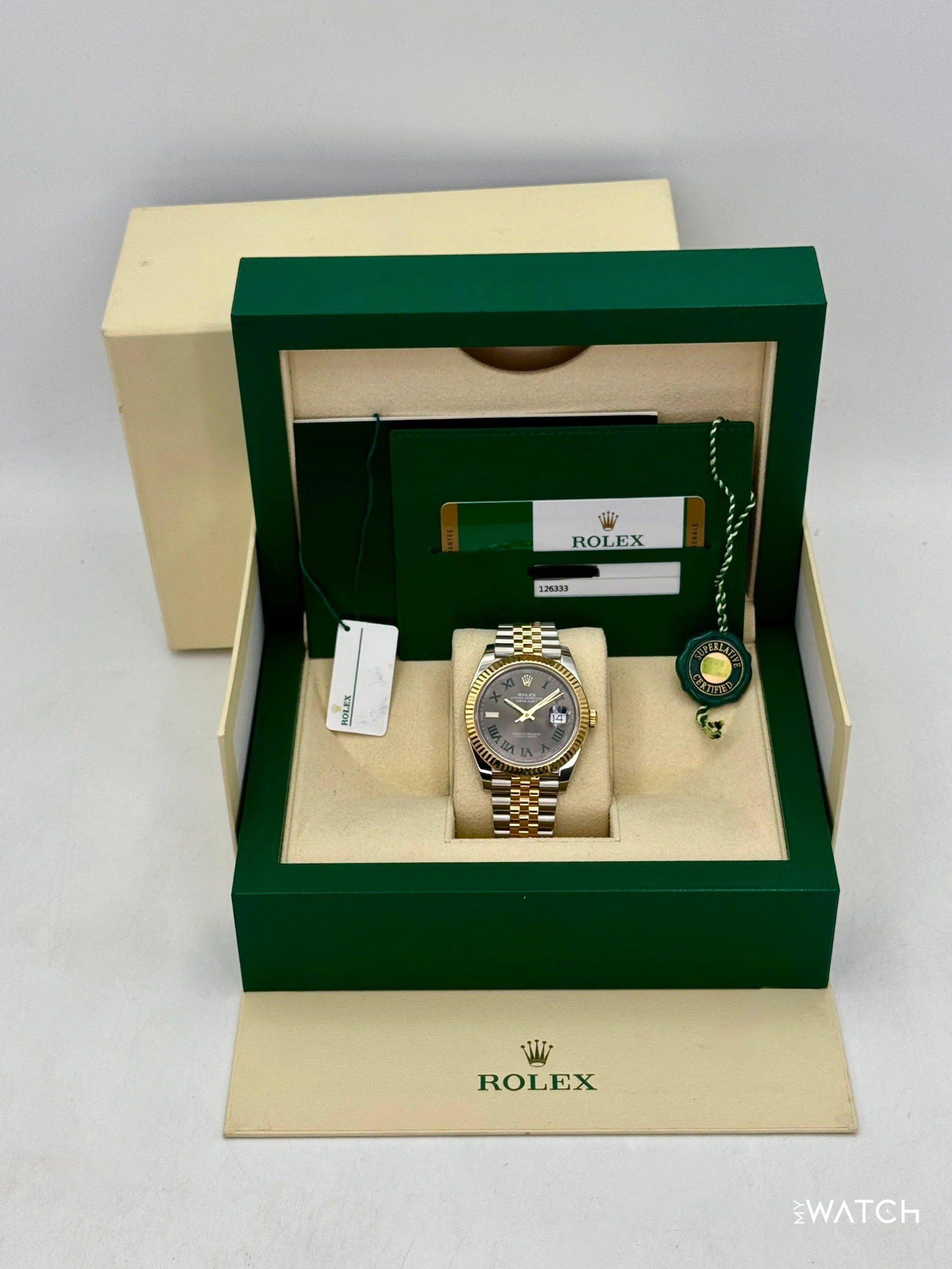 2020 Rolex Datejust 41mm 126333 Two-Tone Oyster Wimbledon Dial - Image 9
