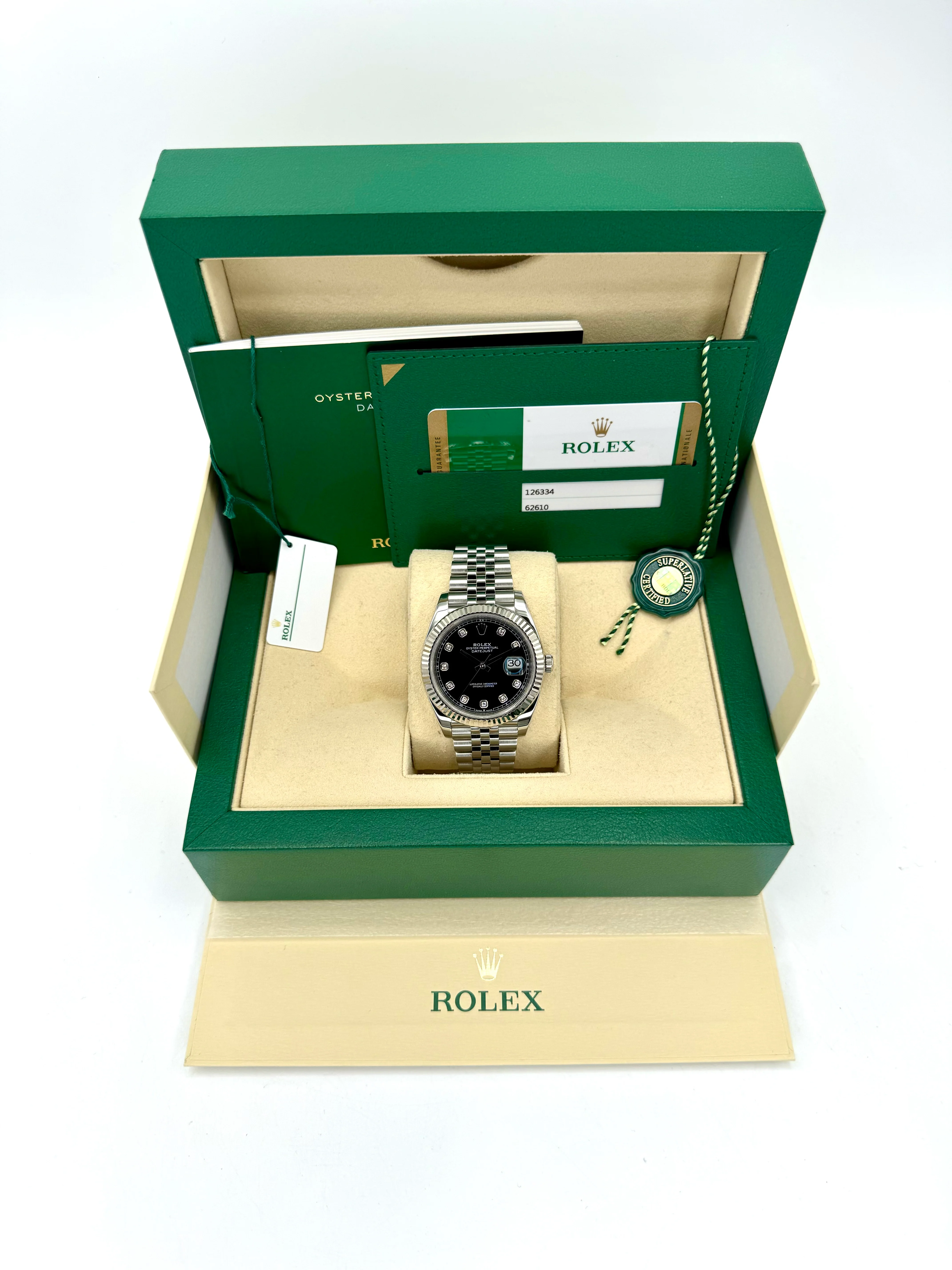 2020 Rolex Datejust 41mm 126334 Stainless Steel Jubilee Black Diamond Dial - Image 11