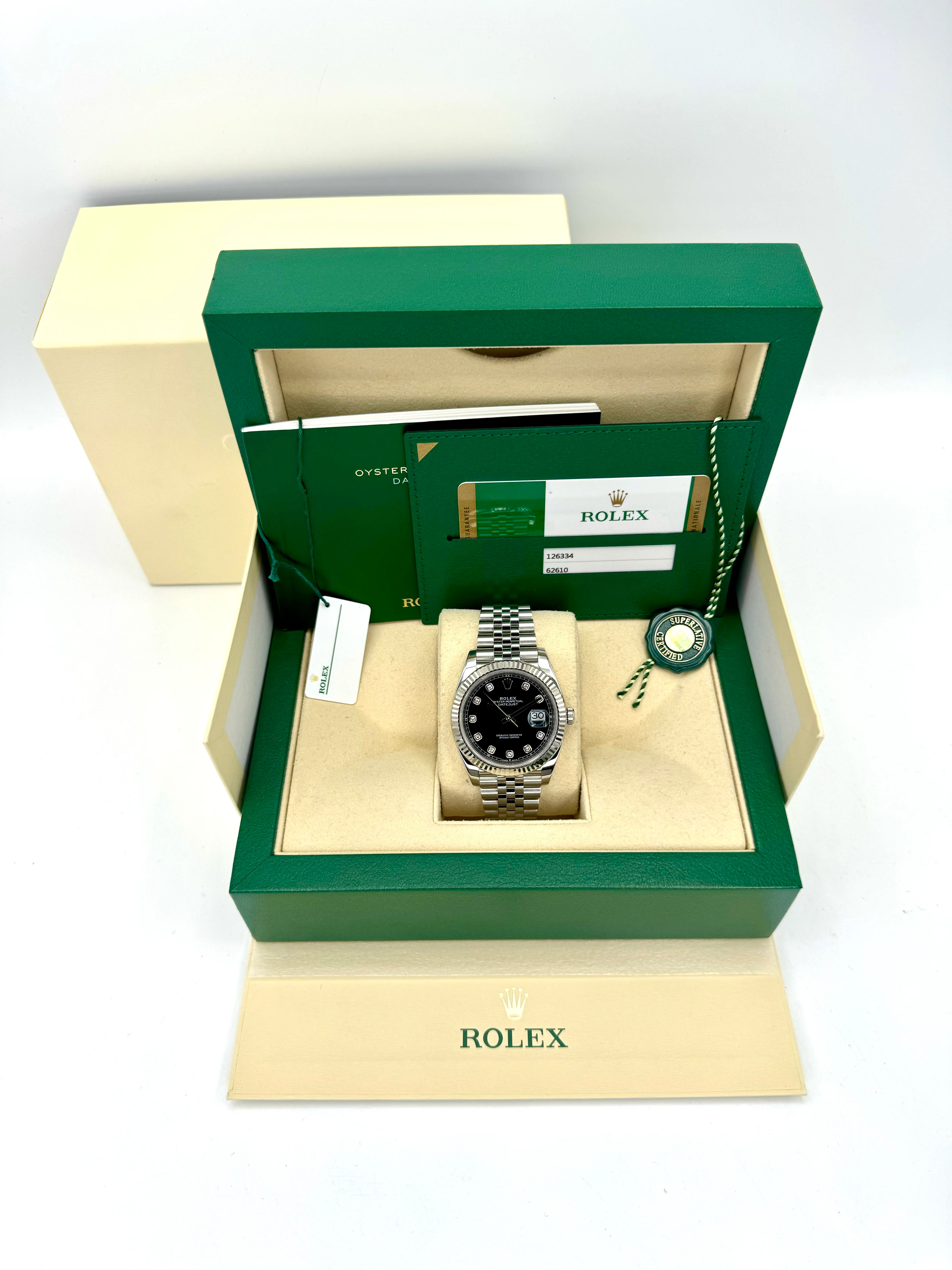 2020 Rolex Datejust 41mm 126334 Stainless Steel Jubilee Black Diamond Dial - Image 12