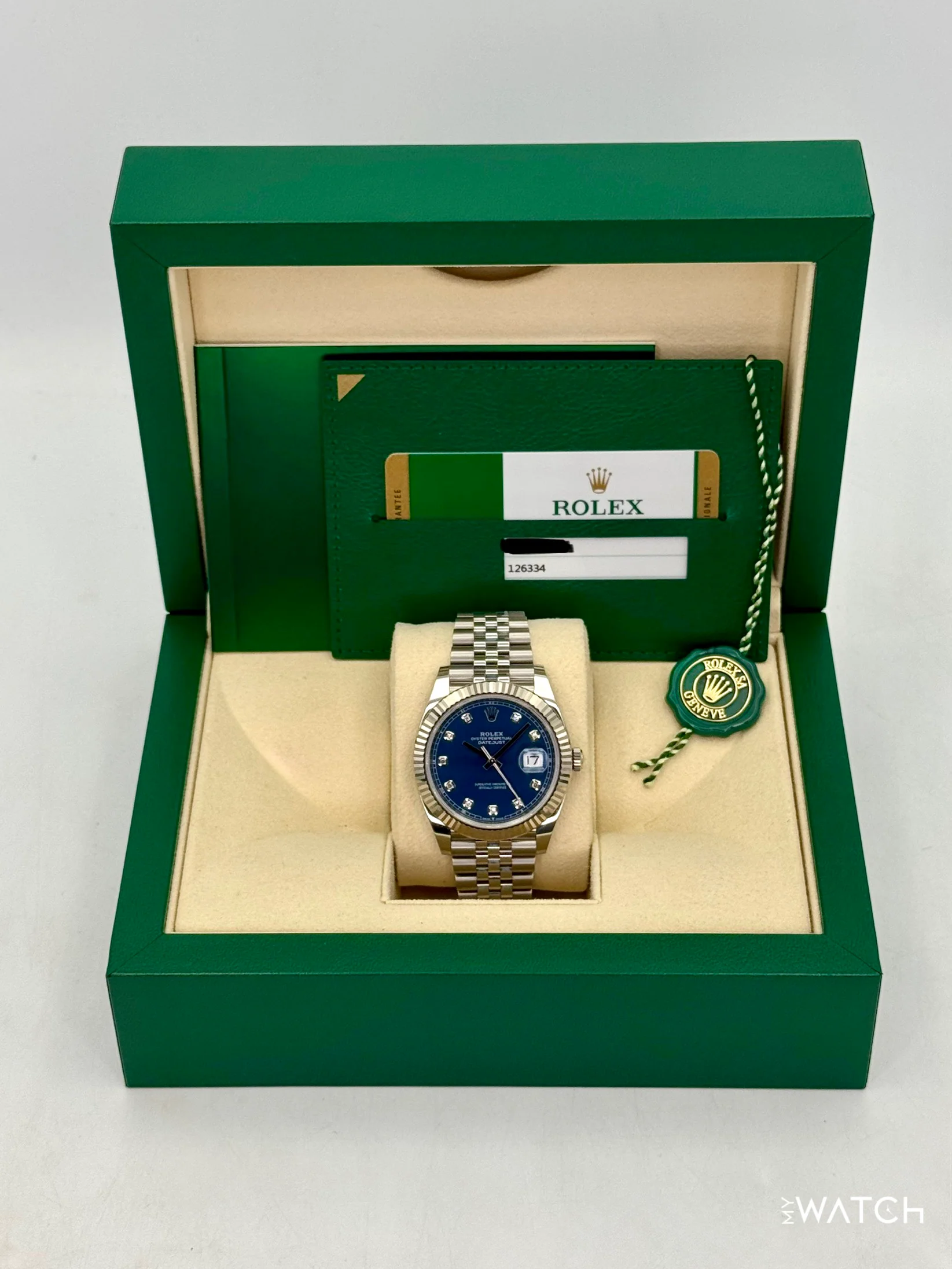 2020 Rolex Datejust 41mm 126334 Stainless Steel Jubilee Blue Diamond Dial - Image 9