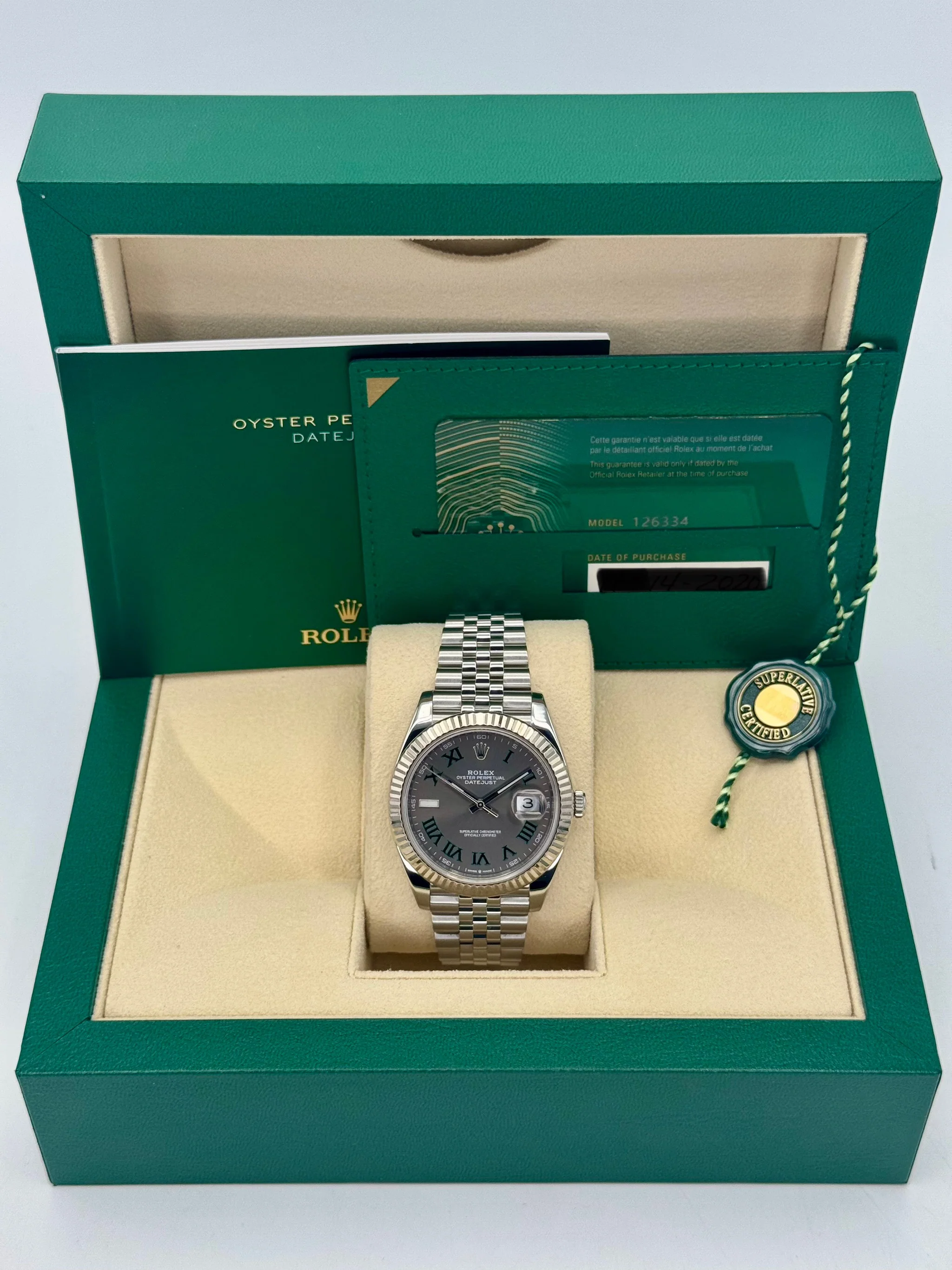 2020 Rolex Datejust 41mm 126334 Stainless Steel Jubilee Wimbledon Dial - Image 9