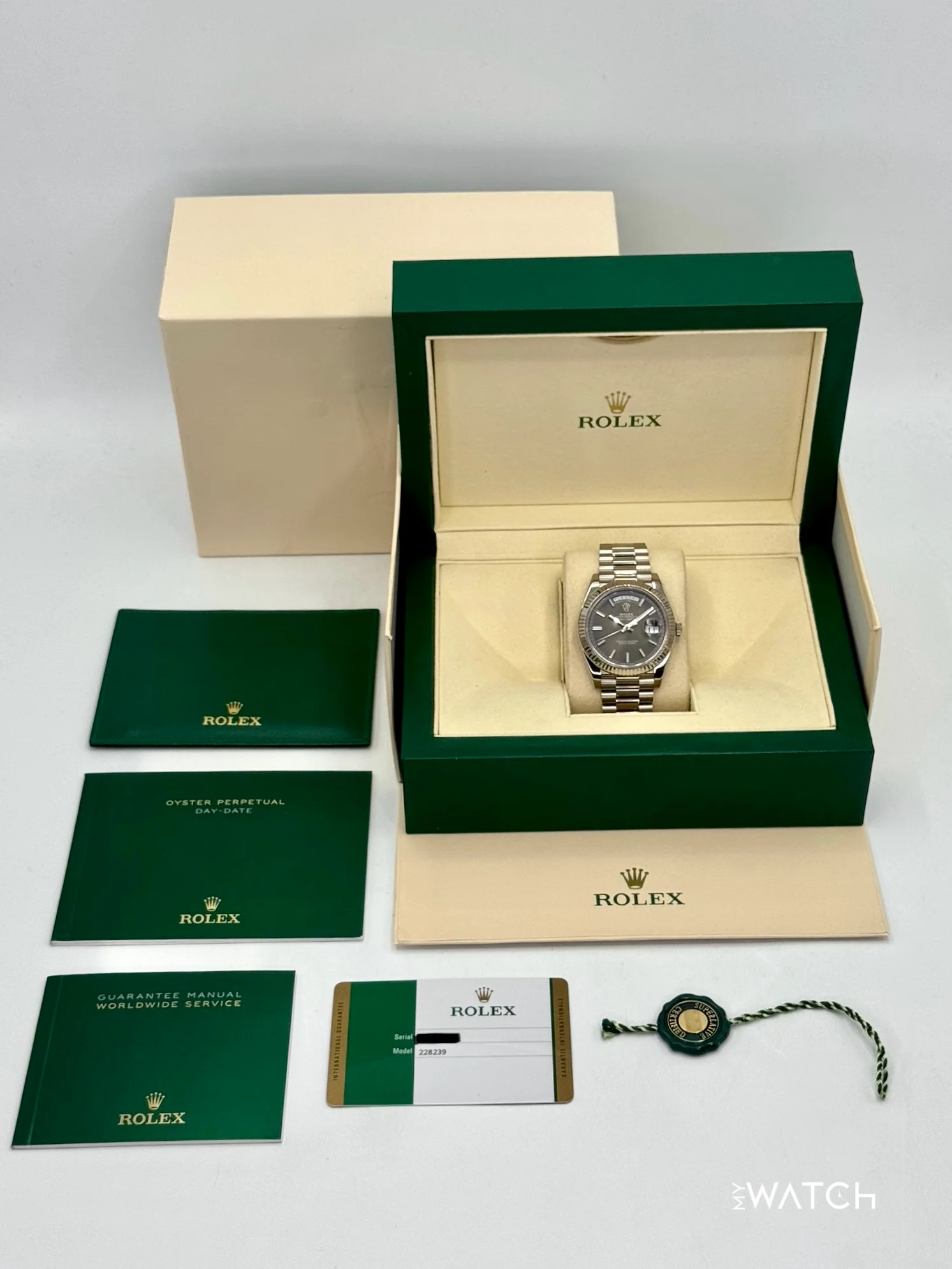 2020 Rolex Day-Date 40mm 228239 White Gold Rhodium Motif Dial - Image 10