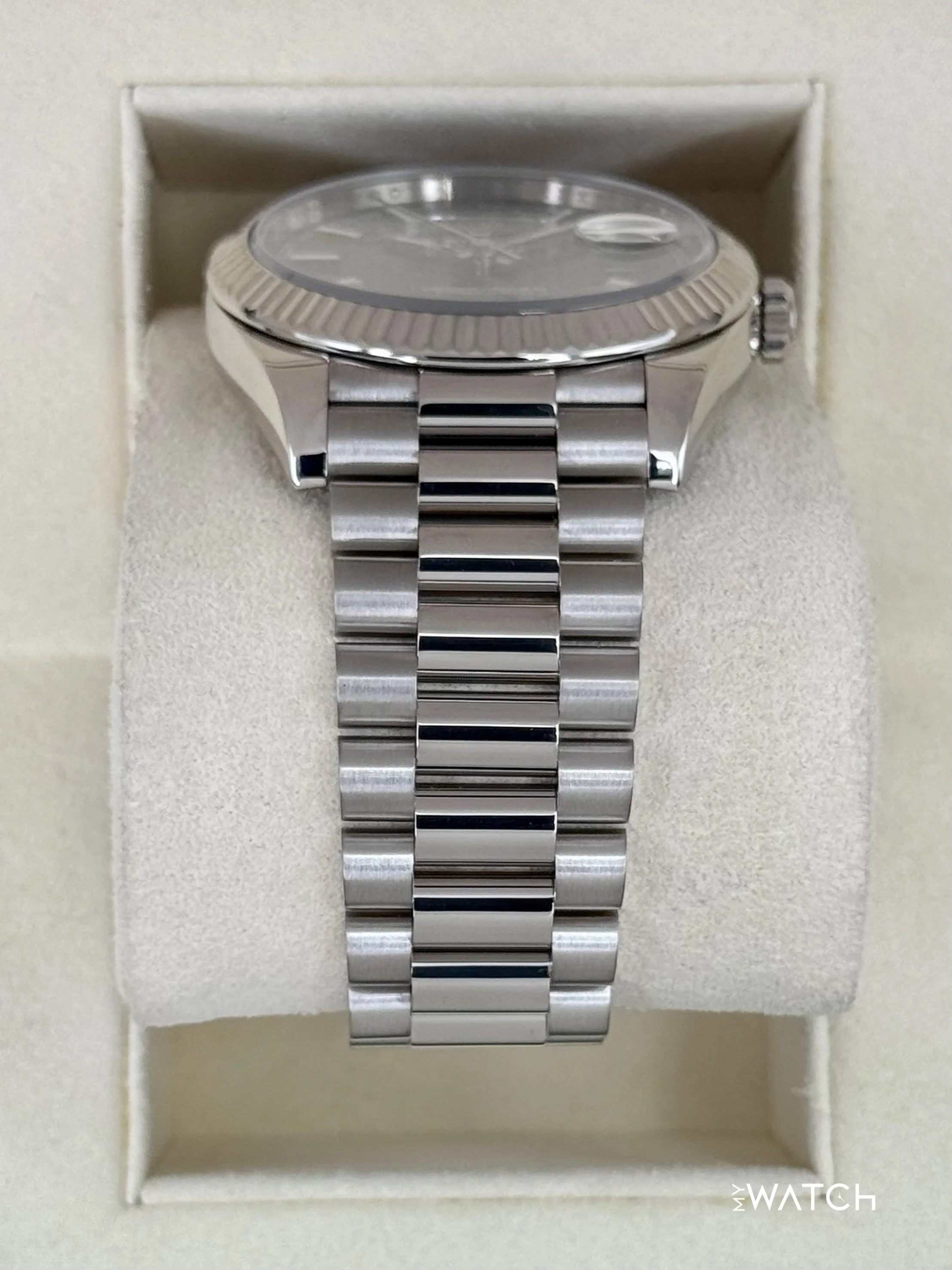 2020 Rolex Day-Date 40mm 228239 White Gold Rhodium Motif Dial - Image 3