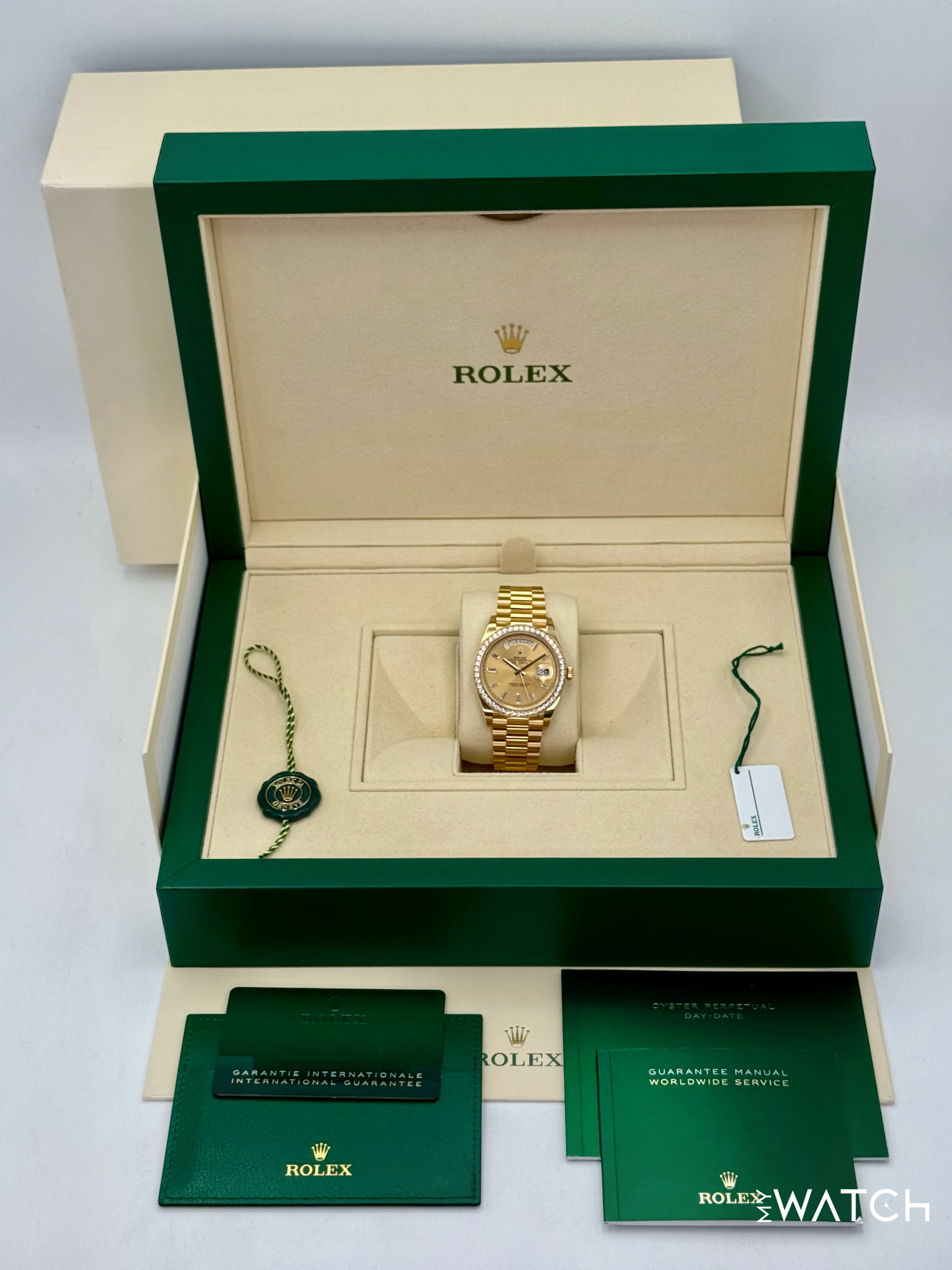 2020 Rolex Day-Date 40mm 228348RBR Presidential Champagne Baguette Dial - Image 10