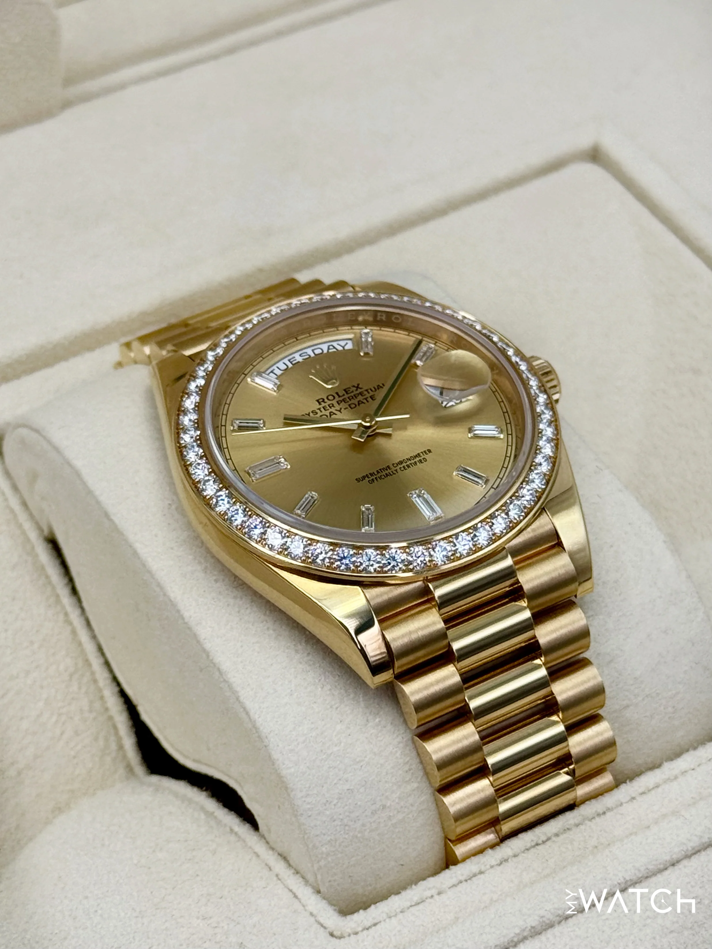 2020 Rolex Day-Date 40mm 228348RBR Presidential Champagne Baguette Dial - Image 6