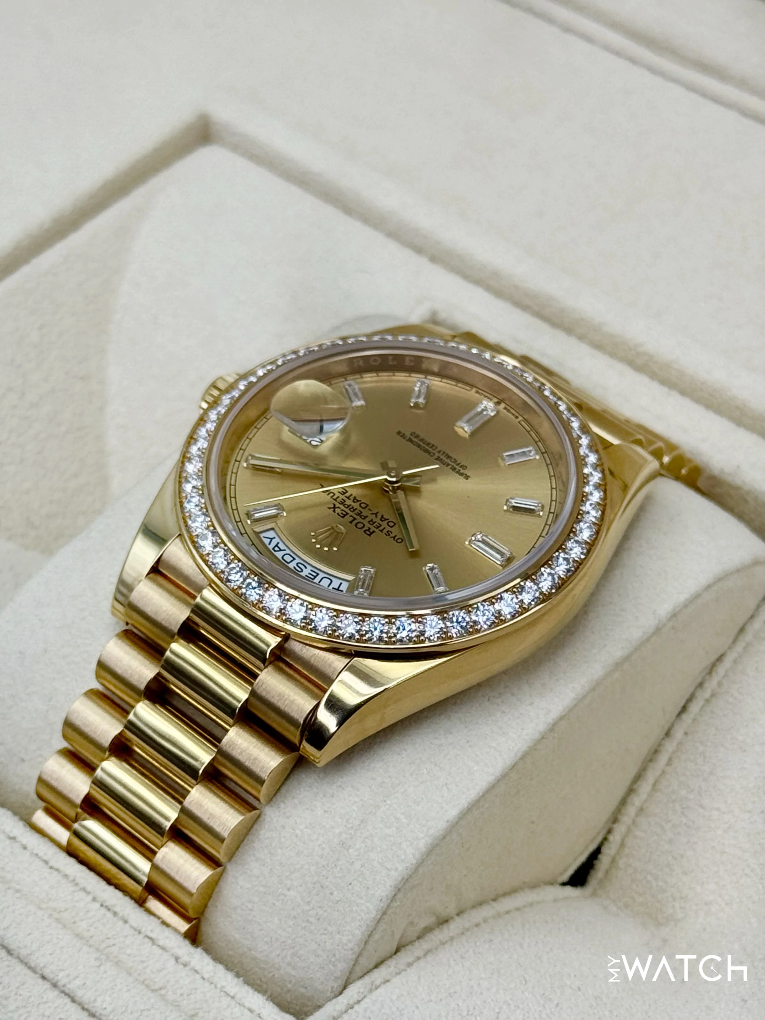 2020 Rolex Day-Date 40mm 228348RBR Presidential Champagne Baguette Dial - Image 7
