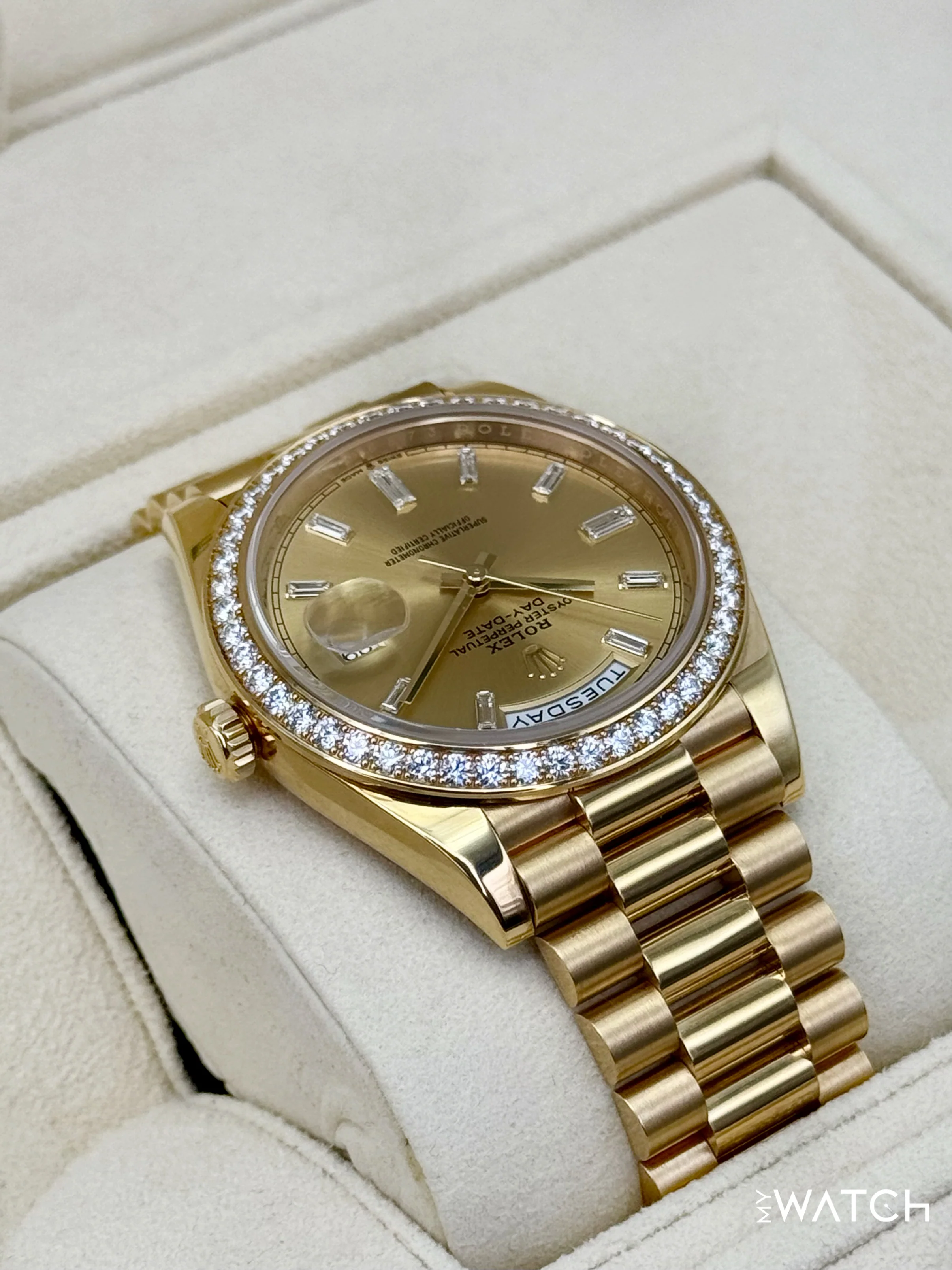 2020 Rolex Day-Date 40mm 228348RBR Presidential Champagne Baguette Dial - Image 8
