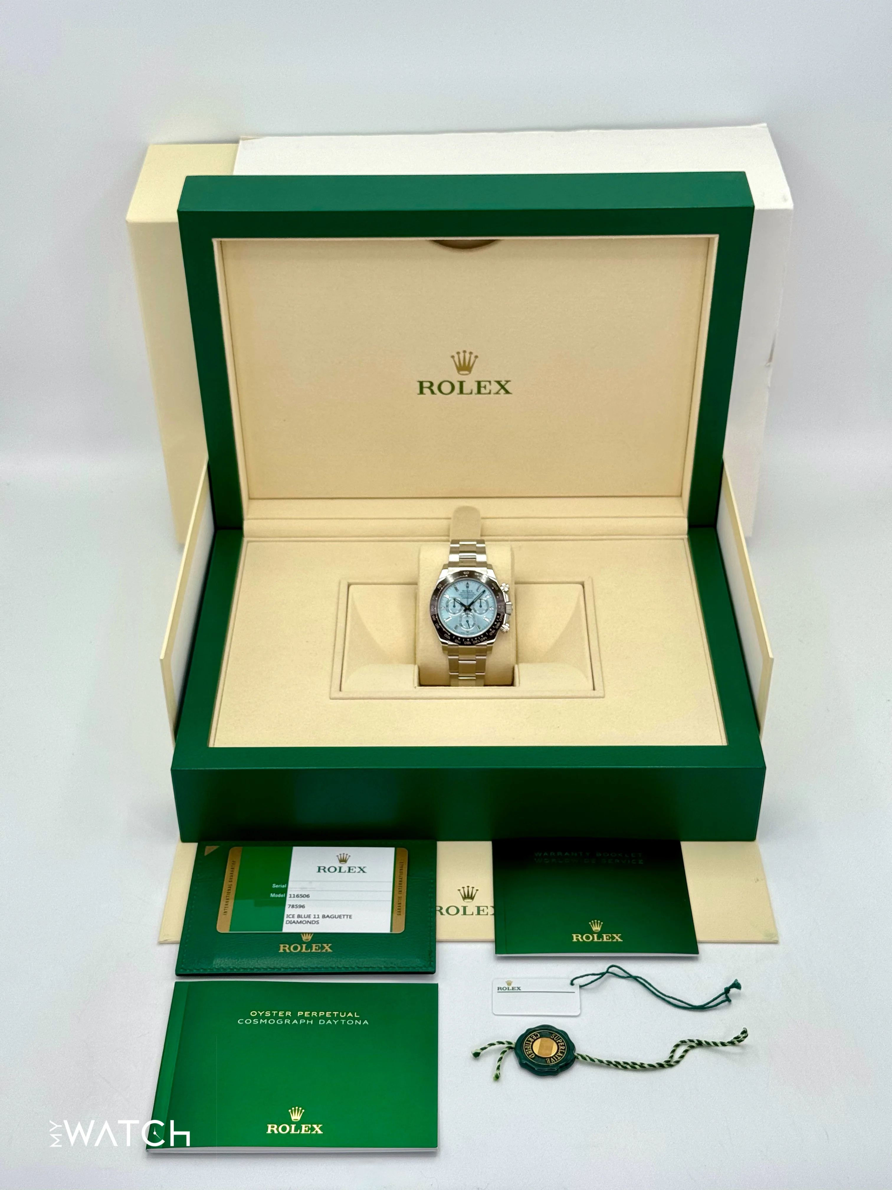 2020 Rolex Daytona 40mm 116506 Platinum Ice Blue Diamond Baguette Dial - Image 10