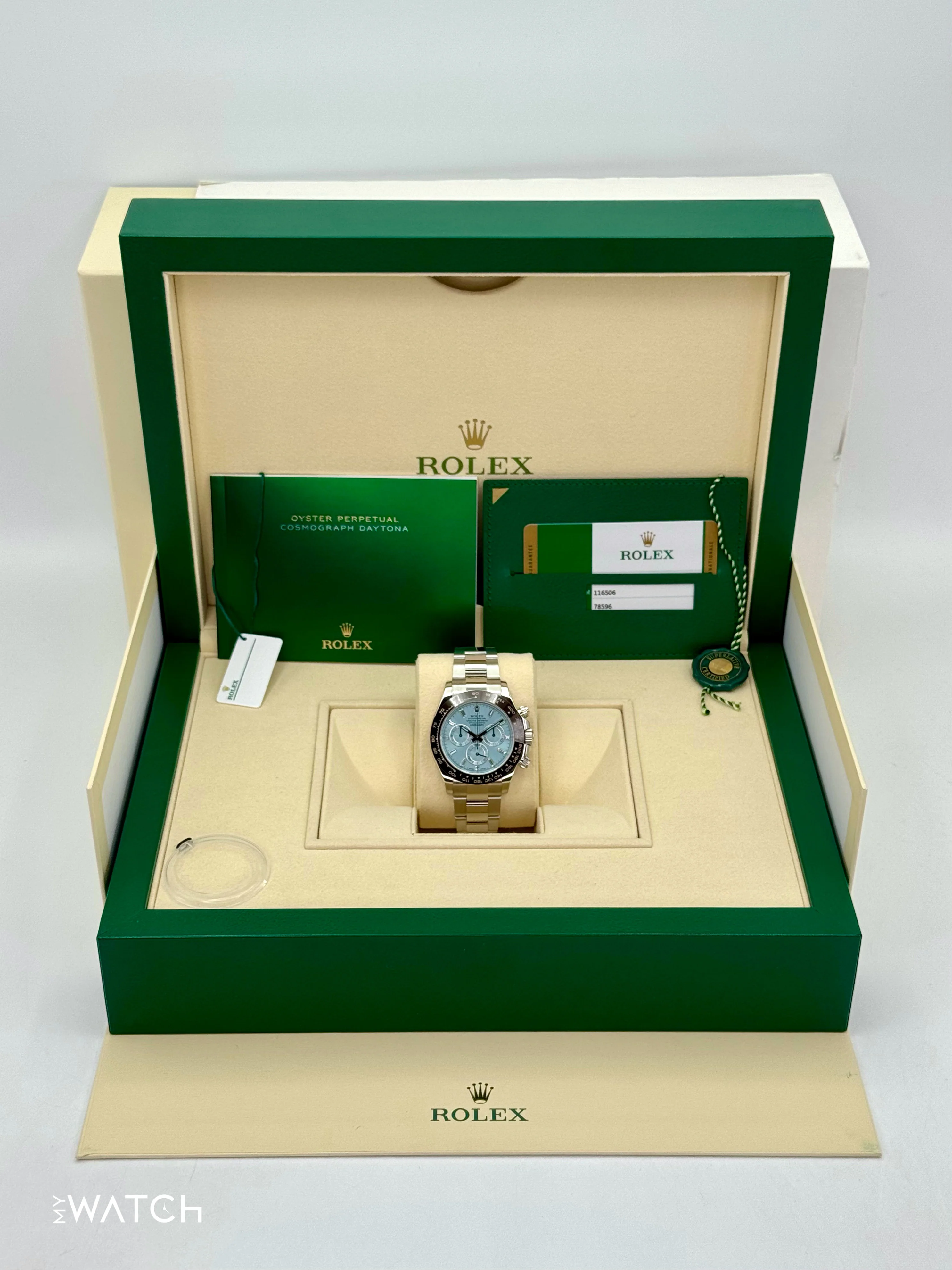 2020 Rolex Daytona 40mm 116506 Platinum Ice Blue Diamond Baguette Dial - Image 9