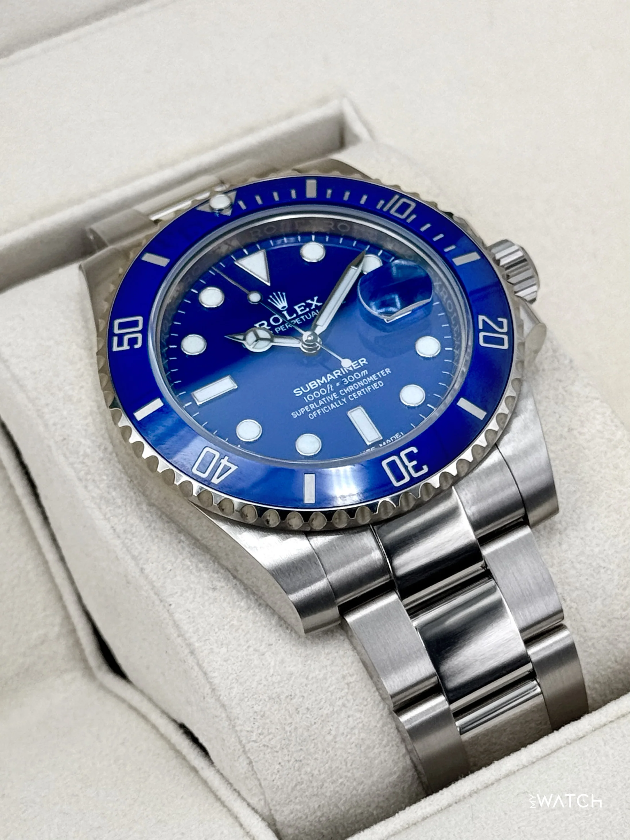 2020 Rolex Submariner "Smurf" 40mm 116619LB White Gold Blue Dial (NFC Card) - Image 6