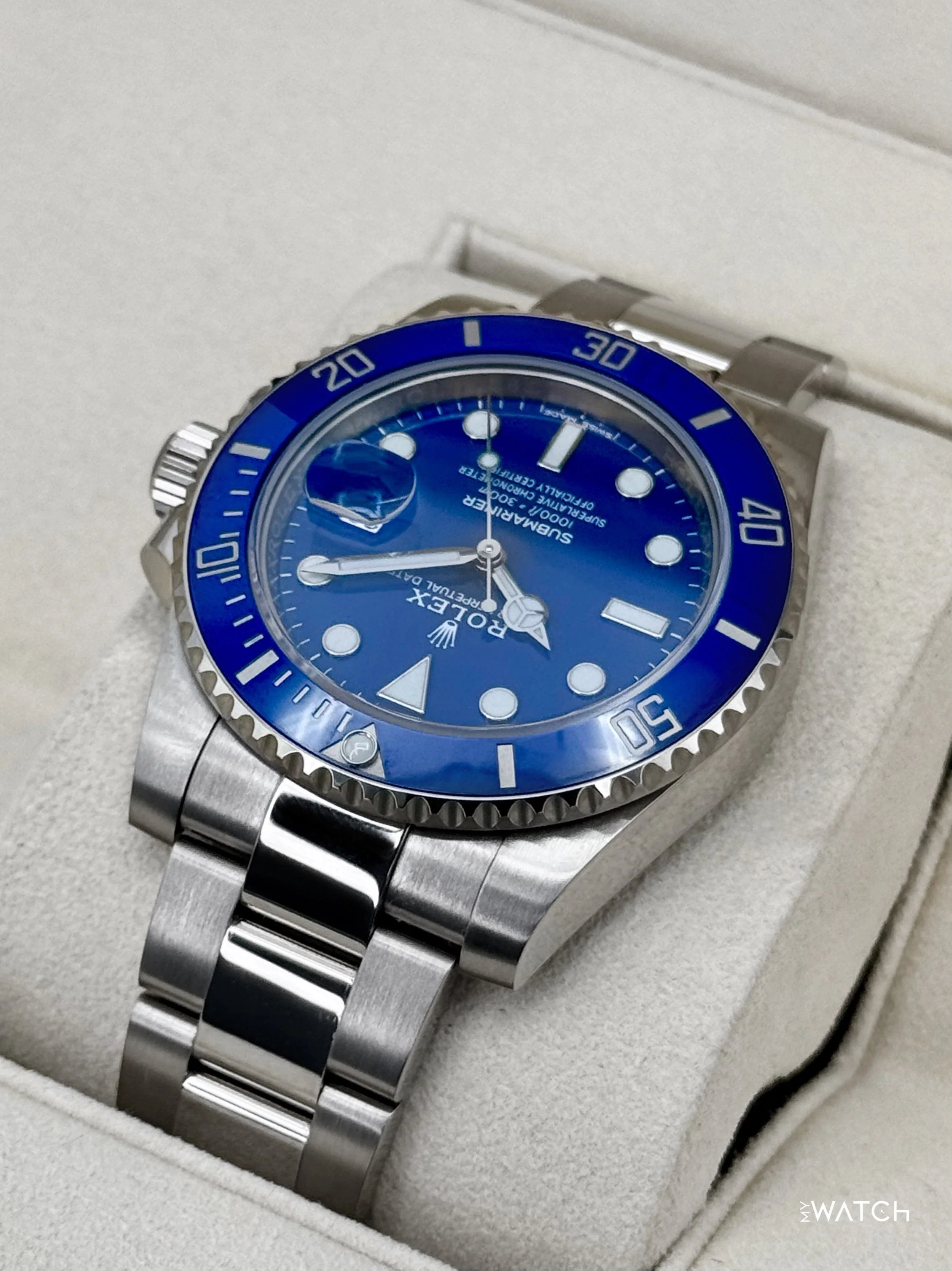 2020 Rolex Submariner "Smurf" 40mm 116619LB White Gold Blue Dial (NFC Card) - Image 7