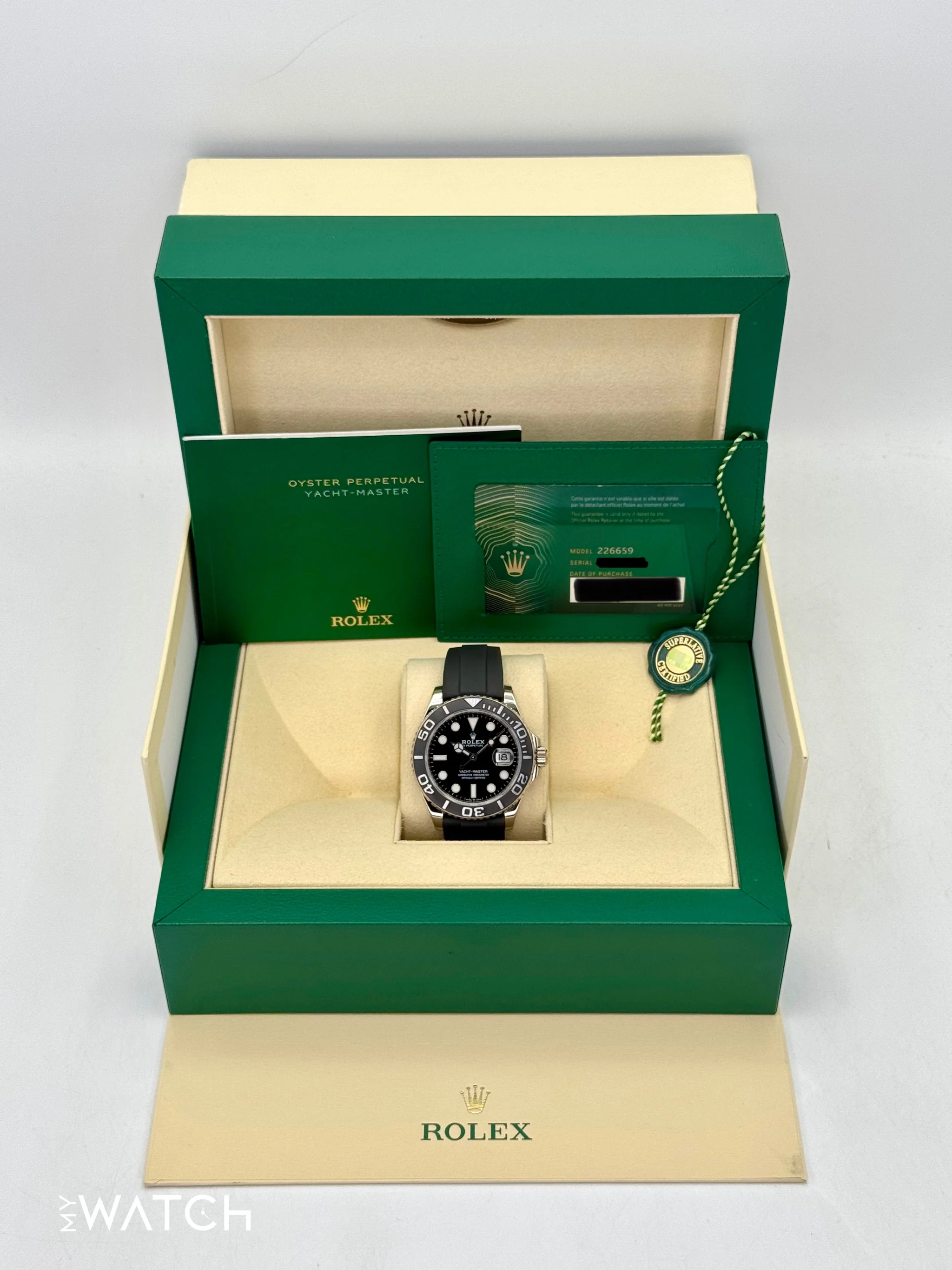 2020 Rolex Yacht-Master 42mm 226659 White Gold Oysterflex Black Dial - Image 9