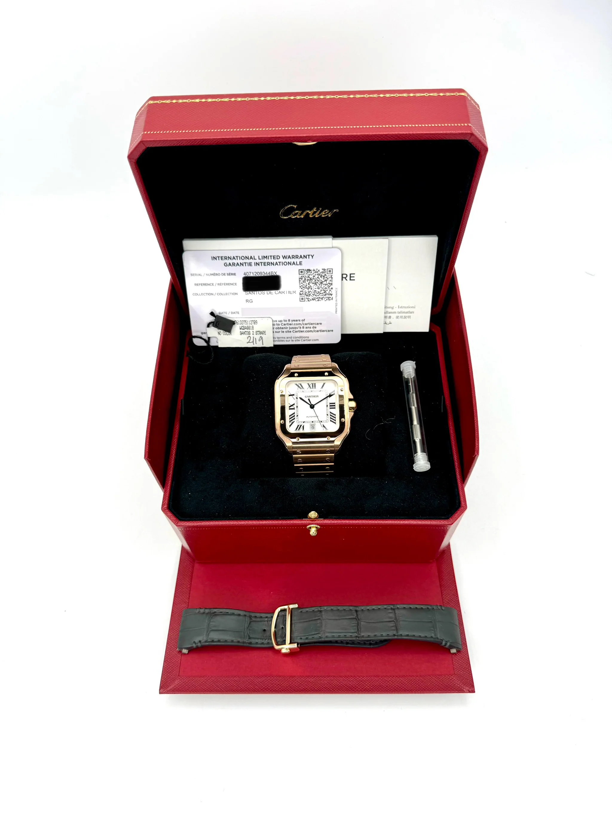2021 Cartier Santos De Cartier 39.8mm WGSA0018 Rose Gold White Dial - Image 11