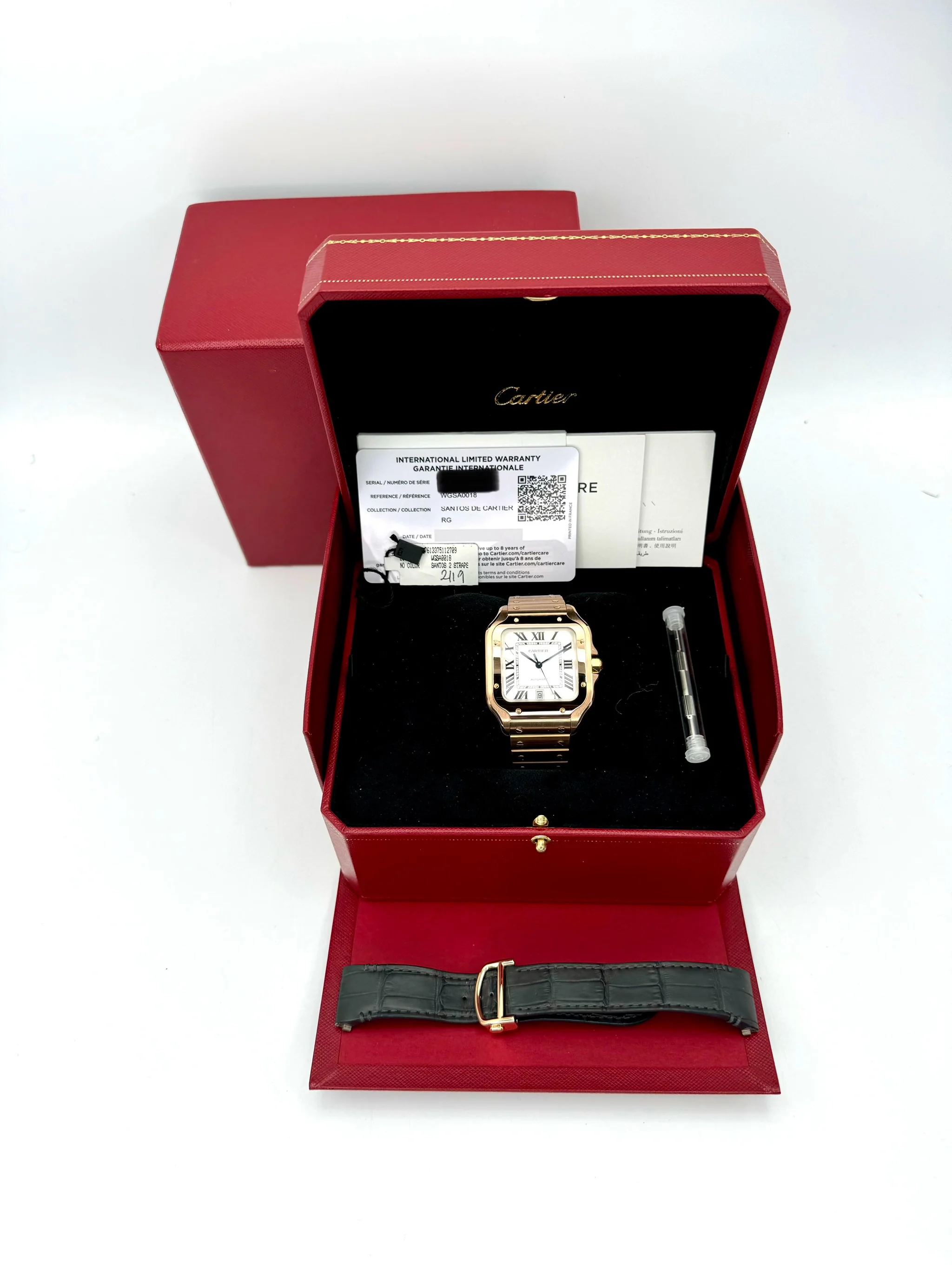 2021 Cartier Santos De Cartier 39.8mm WGSA0018 Rose Gold White Dial - Image 12