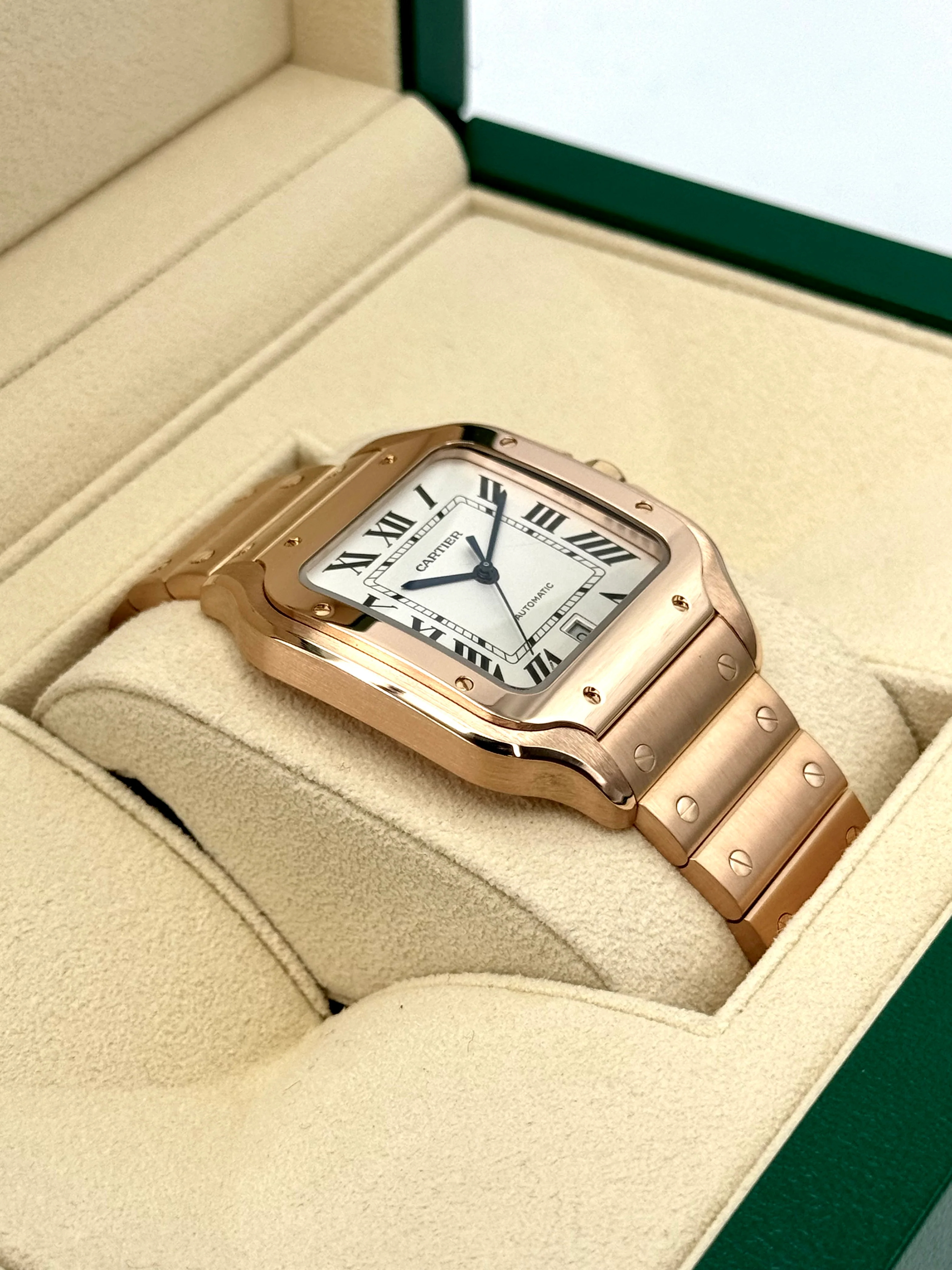 2021 Cartier Santos De Cartier 39.8mm WGSA0018 Rose Gold White Dial - Image 5