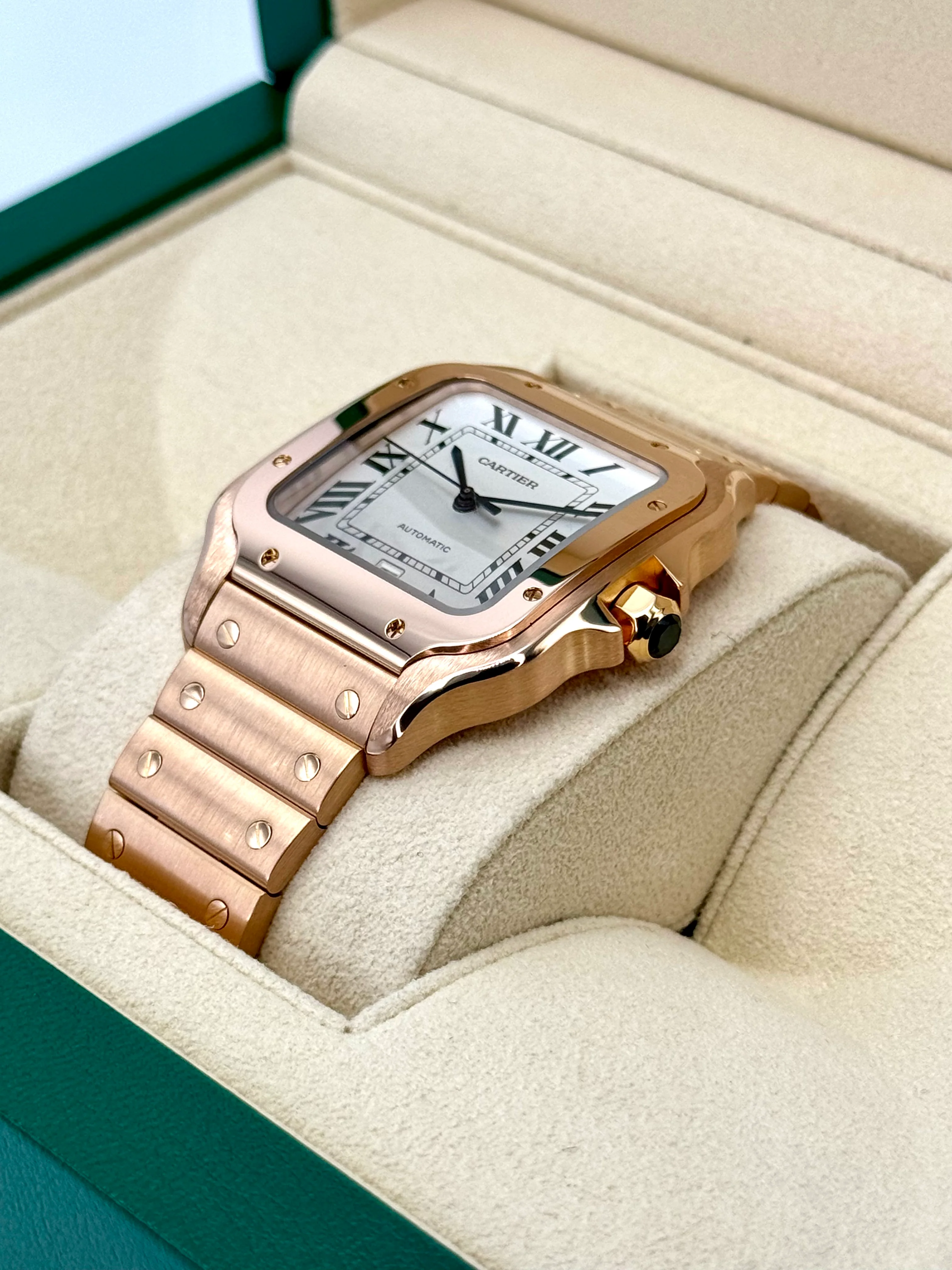 2021 Cartier Santos De Cartier 39.8mm WGSA0018 Rose Gold White Dial - Image 7