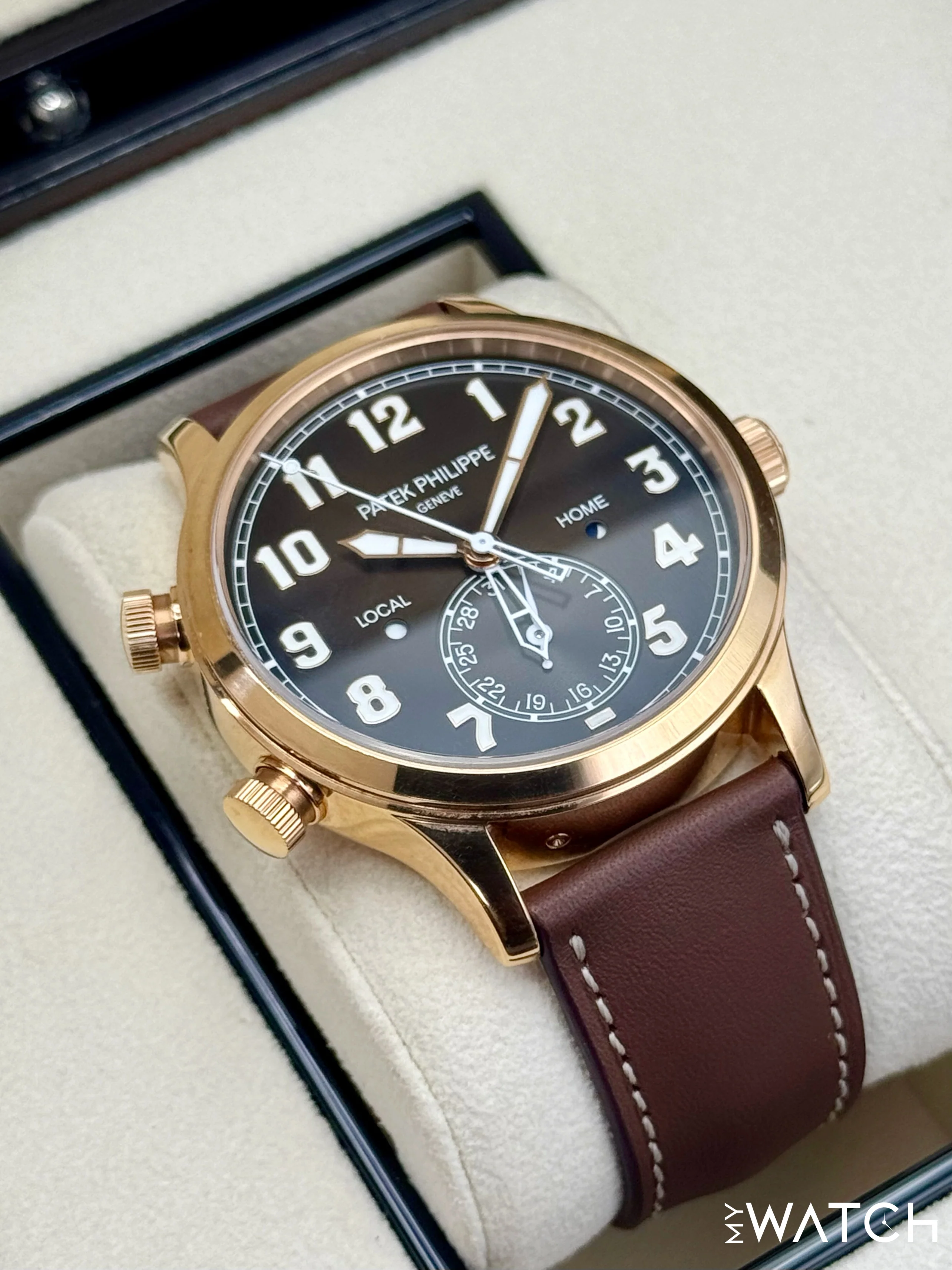 2021 Patek Philippe Calatrava Pilot Time Travel 42mm 5524R Rose Gold Brown Dial - Image 8