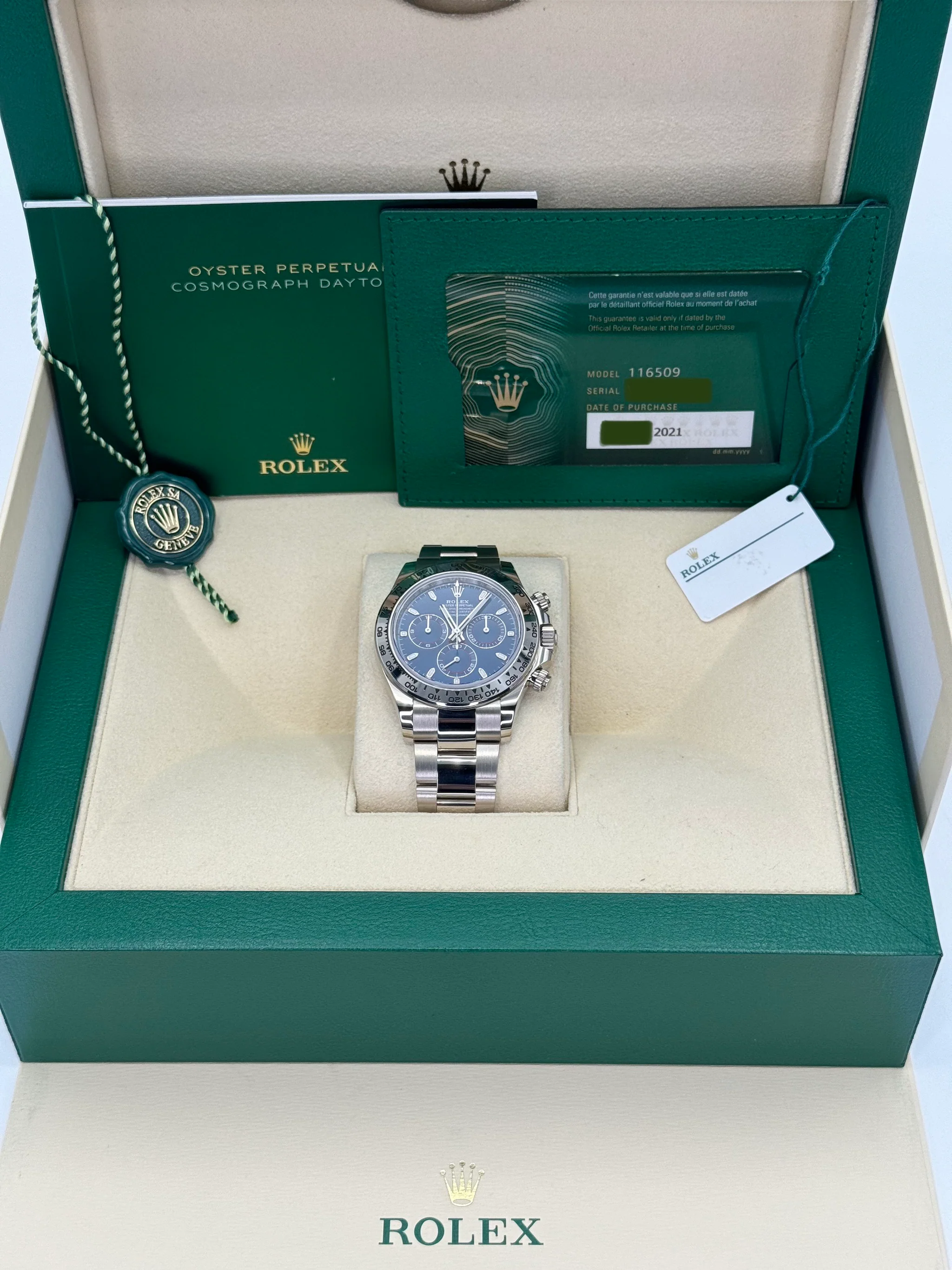 2021 Rolex Daytona 40mm 116509 White Gold Blue Dial - Image 12