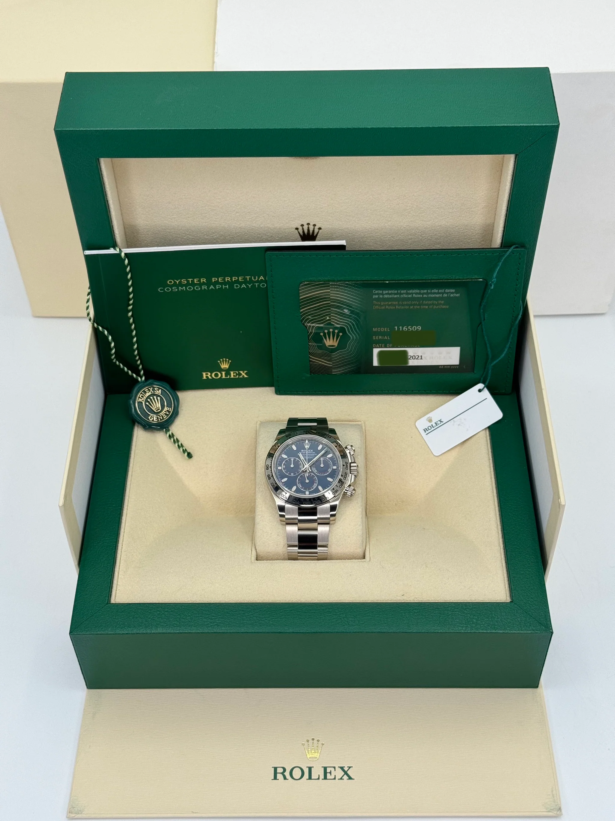 2021 Rolex Daytona 40mm 116509 White Gold Blue Dial - Image 13