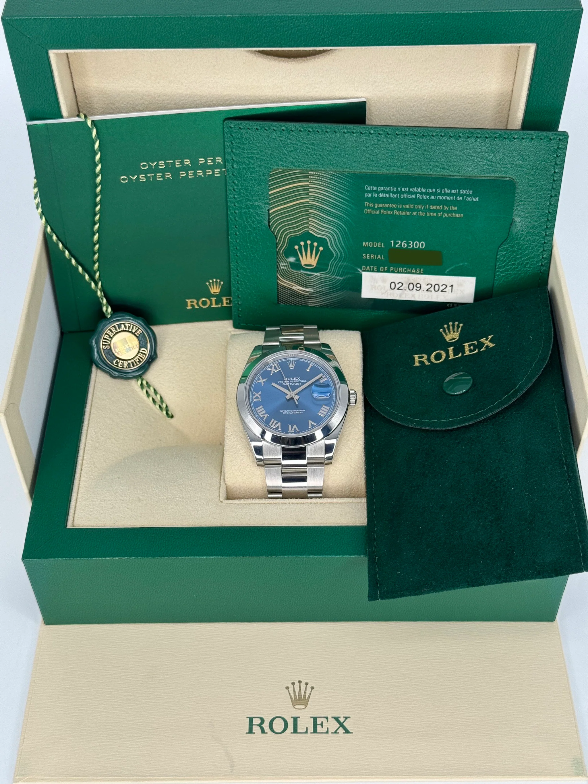 2021 Rolex Datejust 41mm 126300 Oyster Blue Roman Numeral Dial - Image 11
