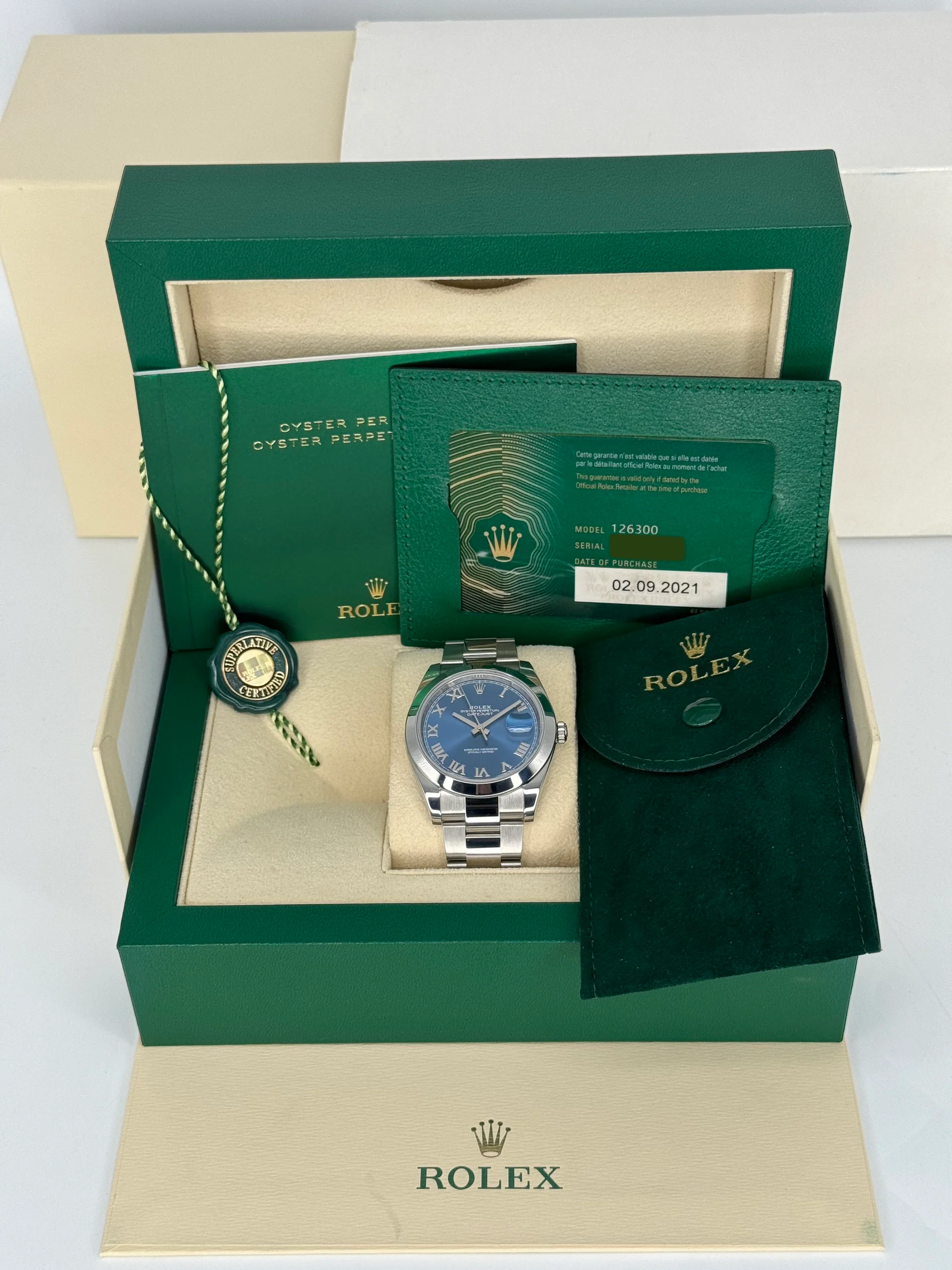 2021 Rolex Datejust 41mm 126300 Oyster Blue Roman Numeral Dial - Image 12