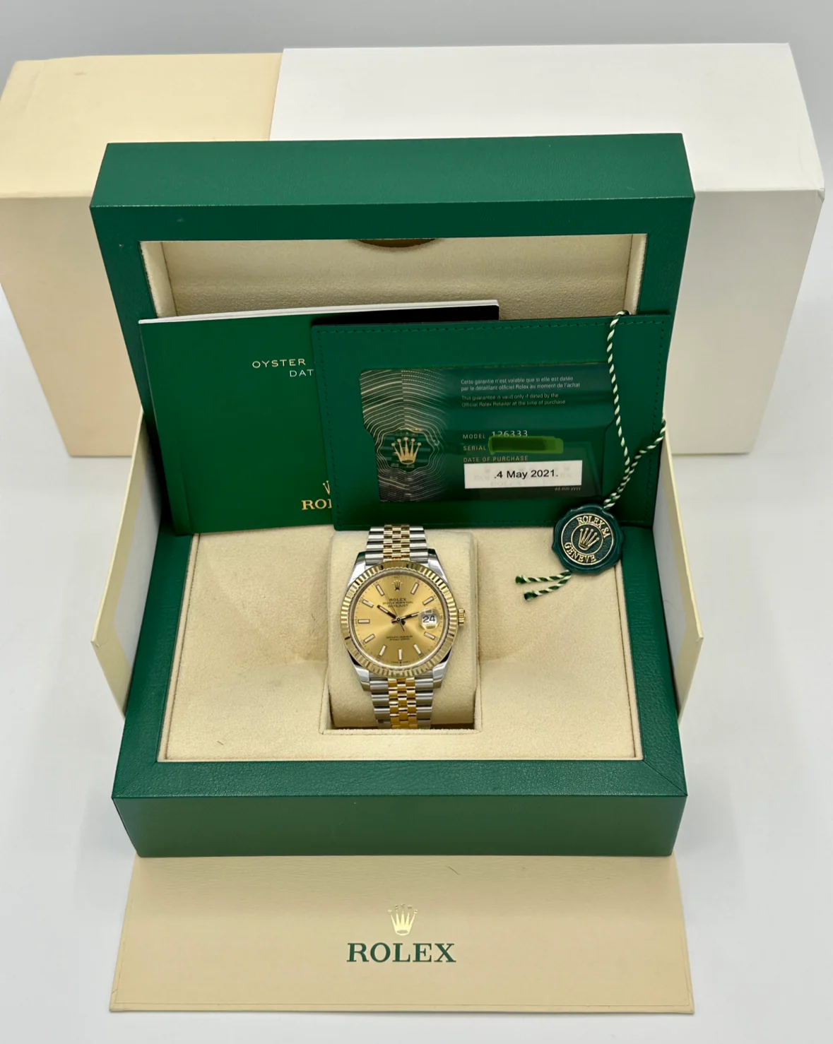 2021 Rolex Datejust 41mm 126333 Two-Tone Jubilee Champagne Stick Dial - Image 12