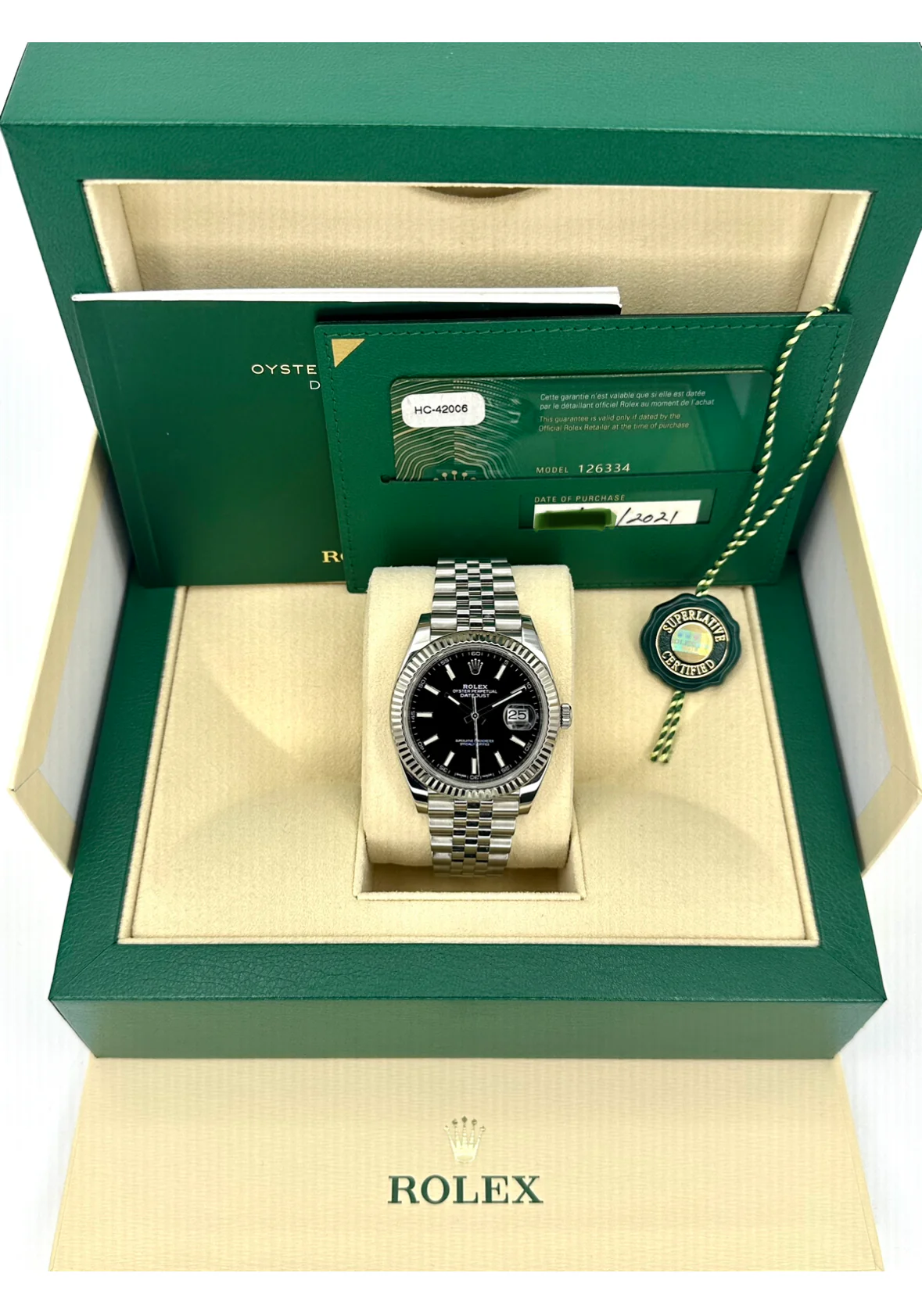 2021 Rolex Datejust 41mm 126334 Stainless Steel Jubilee Black Stick Dial - Image 11