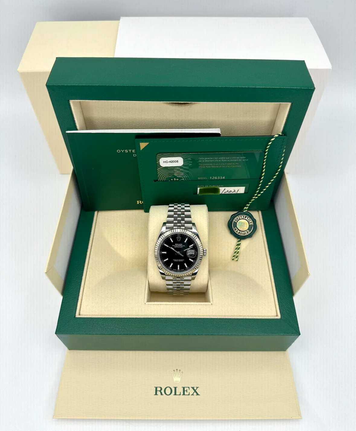 2021 Rolex Datejust 41mm 126334 Stainless Steel Jubilee Black Stick Dial - Image 12