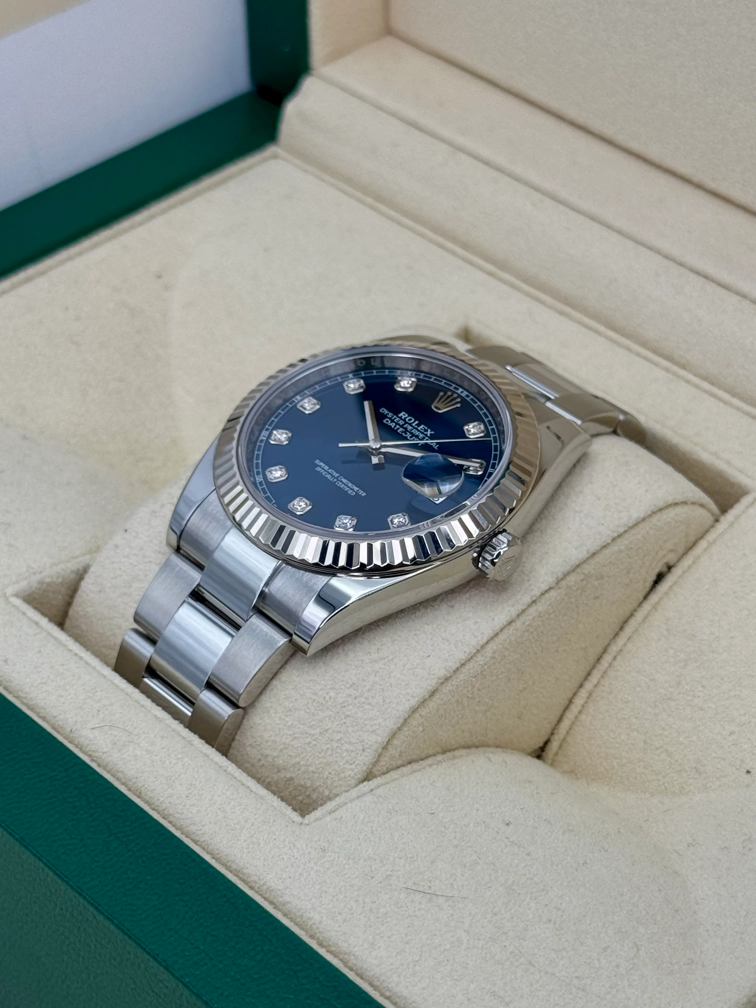 2021 Rolex Datejust 41mm 126334 Stainless Steel Oyster Blue Diamond Dial - Image 5